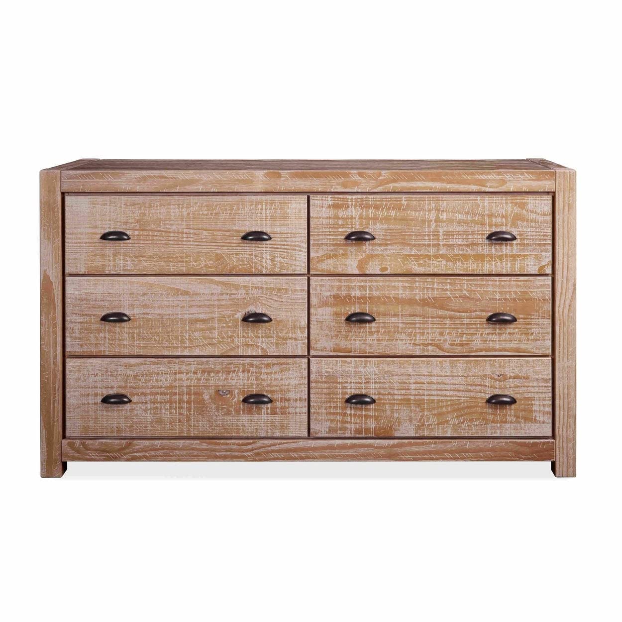 Grain Wood Furniture Montauk 6-Drawer Dresser, Solid Wood with a Farmhouse Black Finish