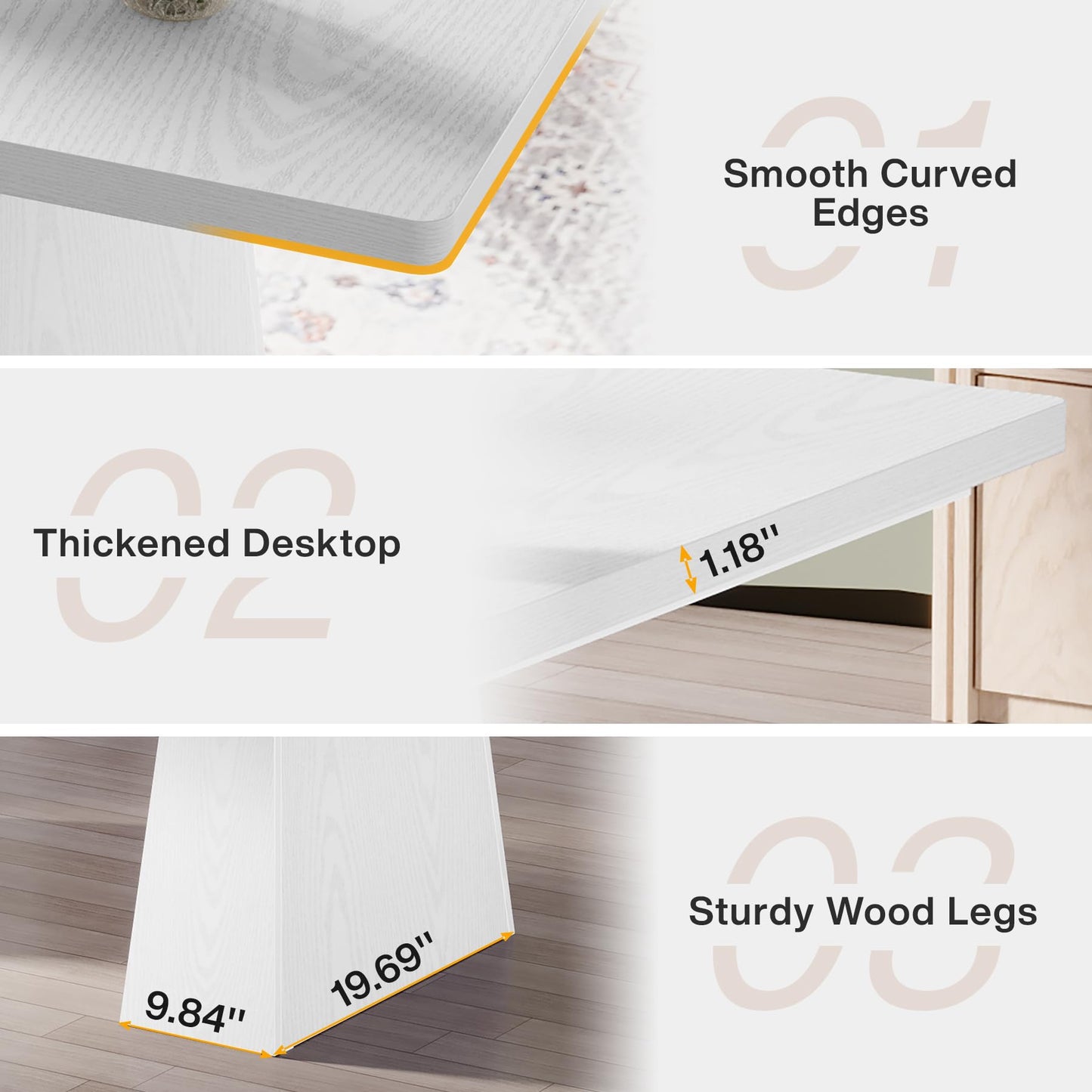 Tribesigns 63-Inch Executive Desk, Large Office Computer Desk with Double Pedestal, Modern Simple Workstations Writing Table Conference Table Business Furniture for Home Office, Light Brown