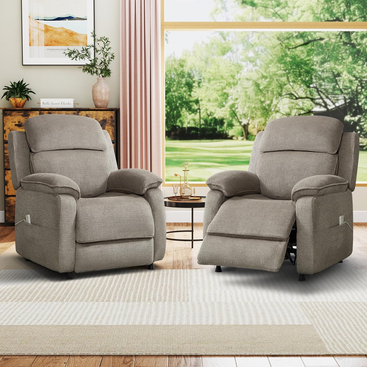 IOMOR Power Recliner Chair, Electric Recliner for Adults, Reclining Sofa Chair, Adjustable Home Theater Seating with Side Pocket for Small Space, Living Room (1, Dark Gray, Single Recliner)