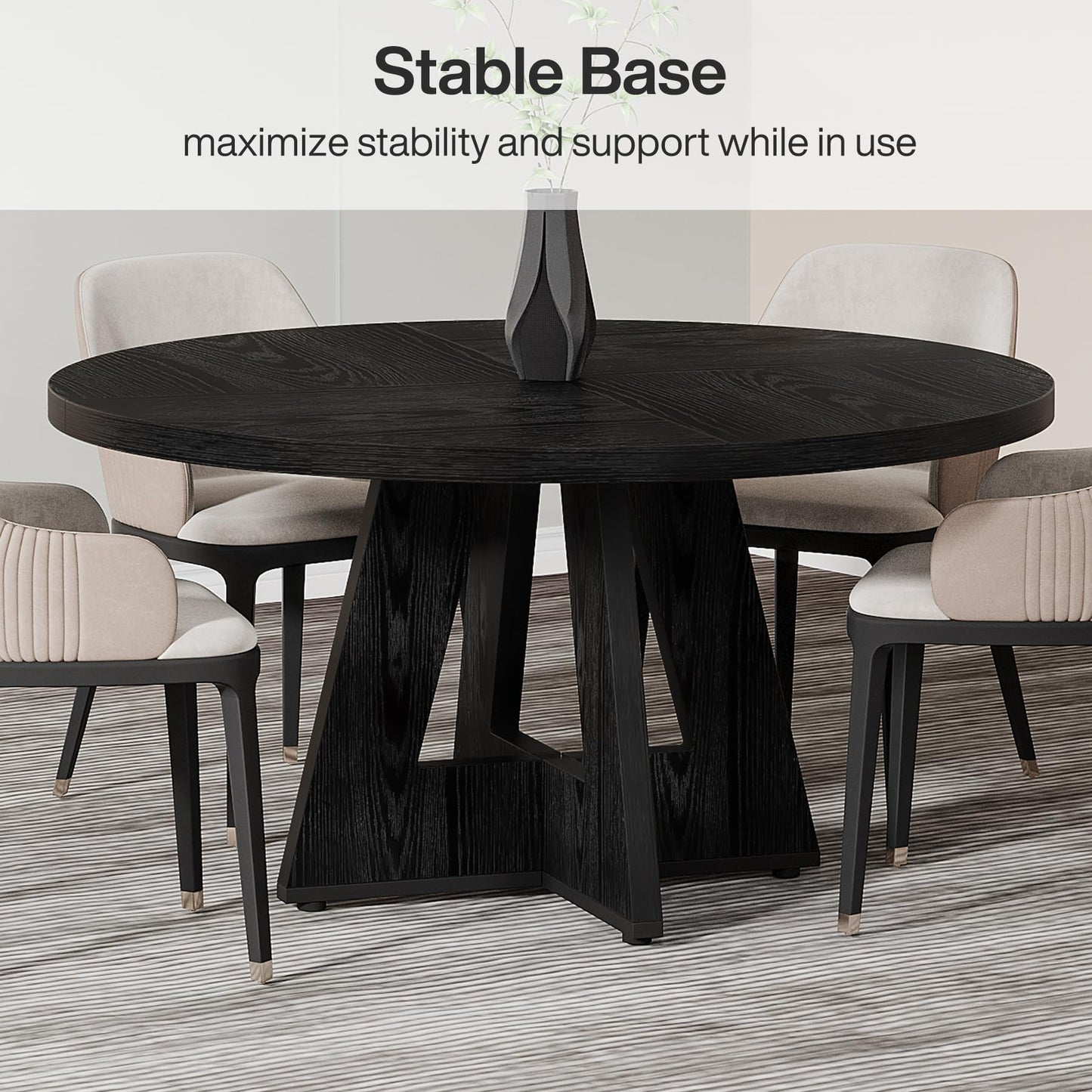 Tribesigns 47-Inch Round Conference Table for 4-6 People, Wooden Meeting Room Table with Thicken Tabletop and Wood Base (Grey)