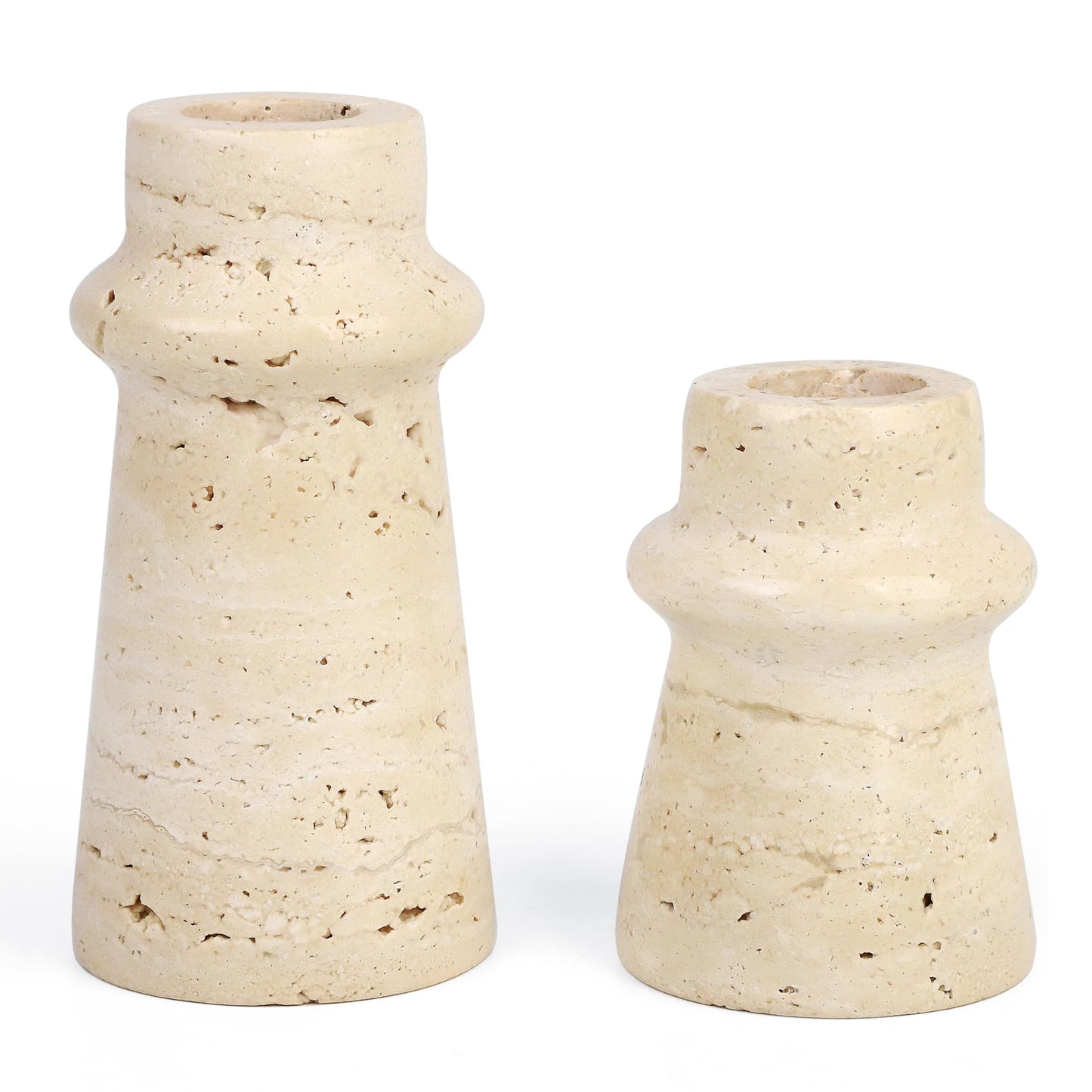 Vixdonos Marble Candle Holder Set of 2 Taper Candle Candlestick Mantle Candle Stand for Home Decor,Wedding,Party and Table Centerpieces(Brown)