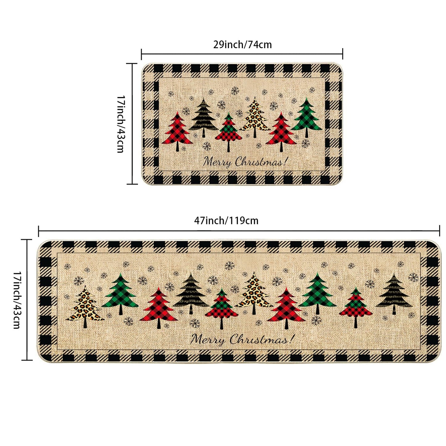 VAKADO Fall Outdoor Welcome Door Mat for Front Door Entrance Classroom Farmhouse Doormat Non-Slip Rubber Backing Autumn Entrance Rug Easy to Clean 17x29 Inch,Black White Buffalo Check Plaid
