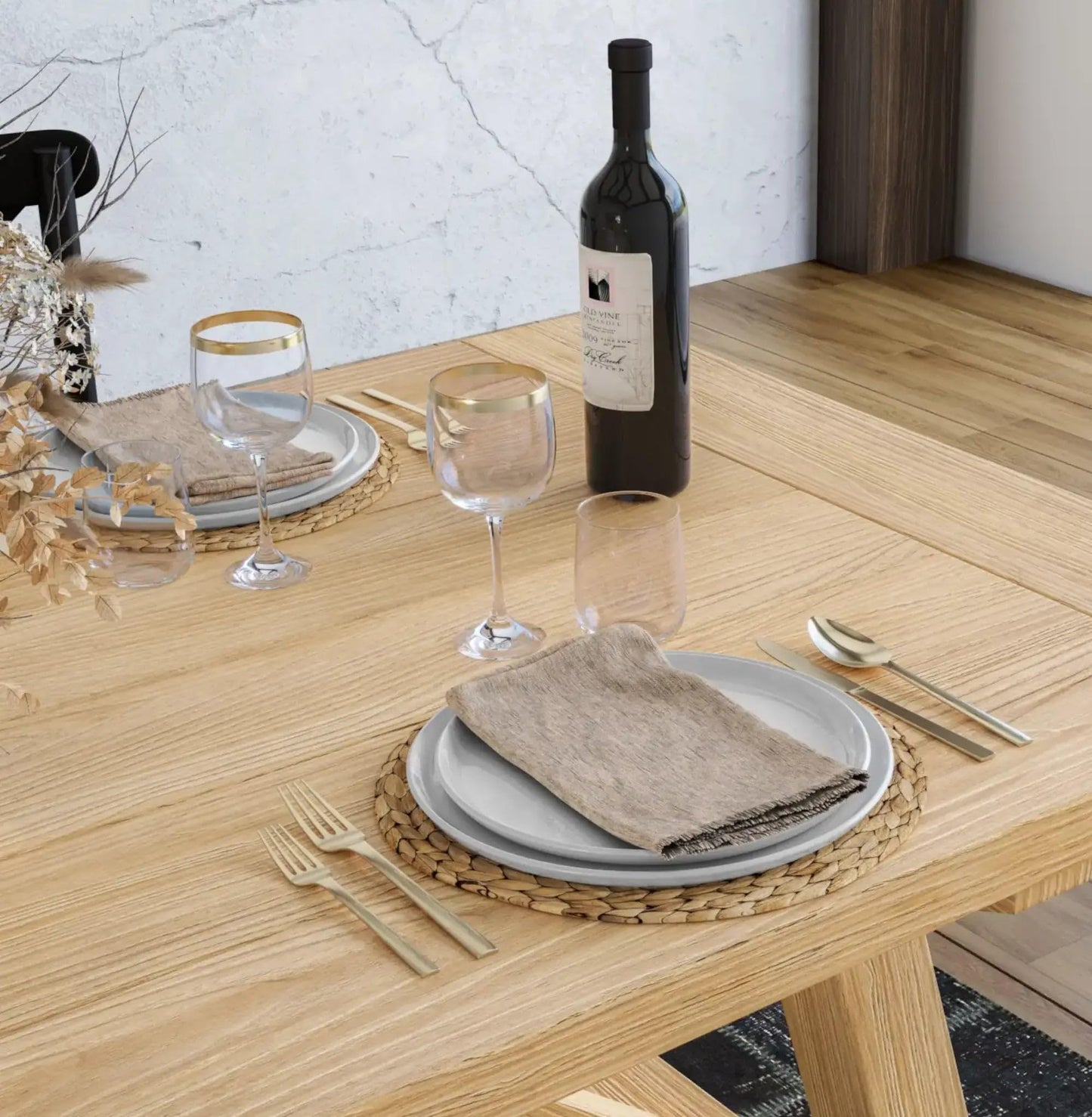 Grain Wood Furniture Solid Wood Cascais 72" Rectangular Table with Farmhouse Base in Blonde Oak Top and Base