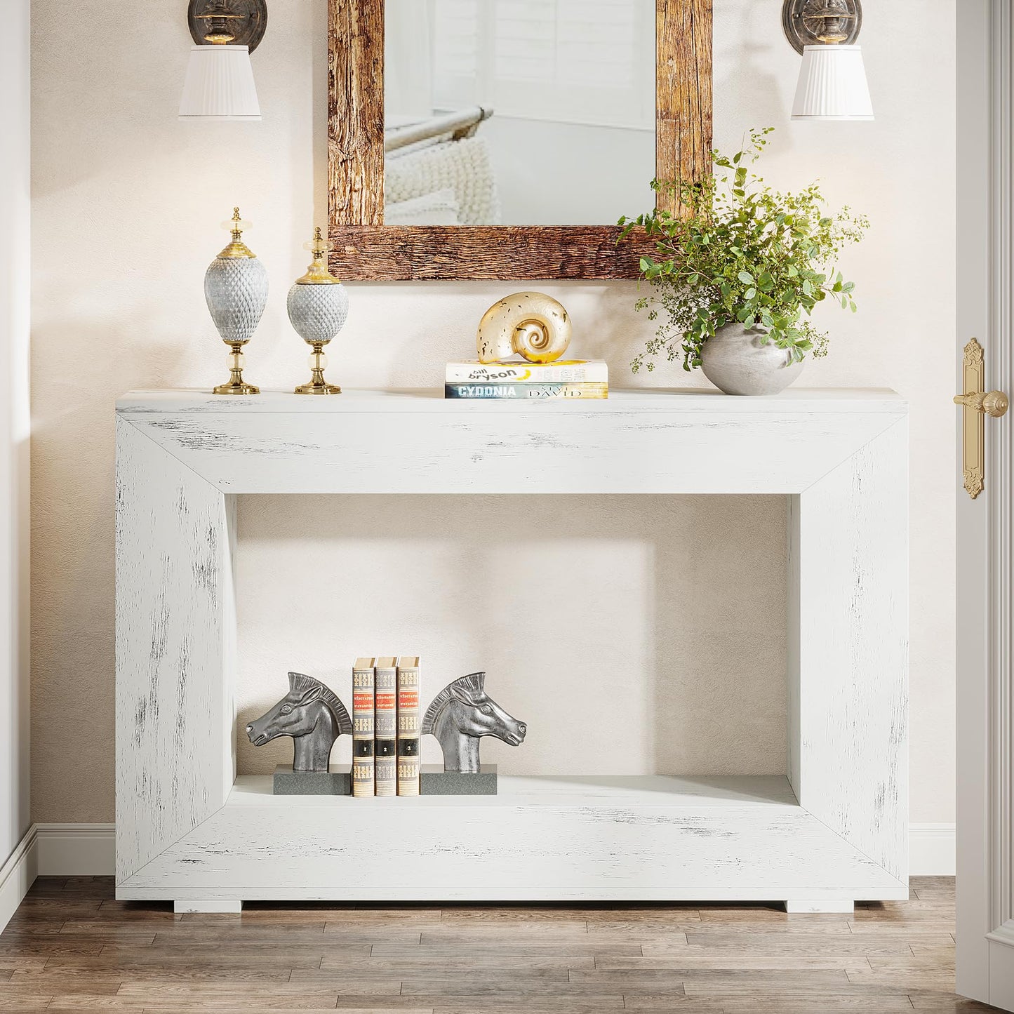 Tribesigns Farmhouse Console Table, 47 Inches Entryway Console Table with Storage, Industrial Hallway Accent Table for Living Room, Entrance
