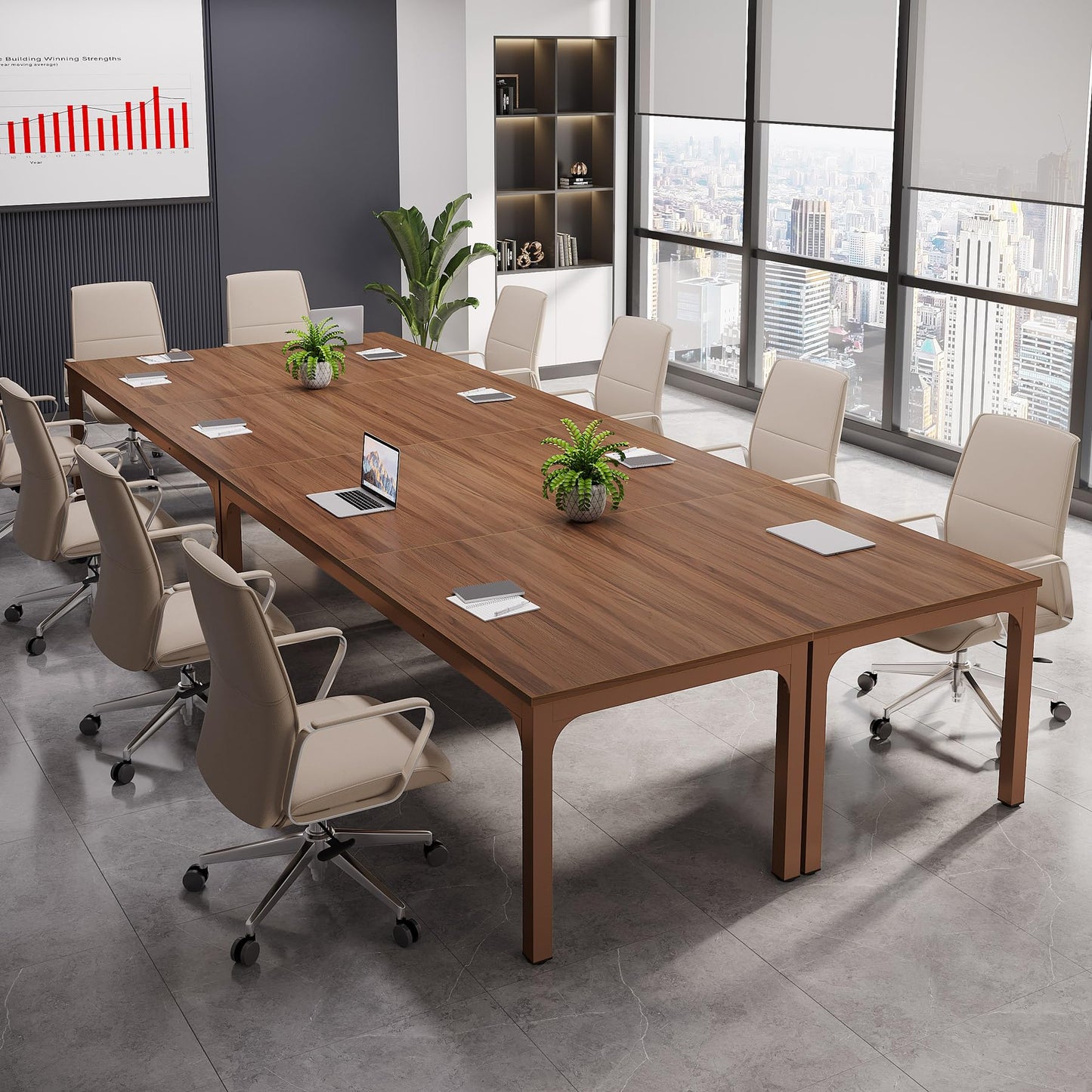 Tribesigns 6.5 FT Conference Room Table, 78.74" W x 27.56" D Large Office Conference Table, Modern Seminar Meeting Table Desk for Boardroom, Meeting Room (1, Rustic Brown)