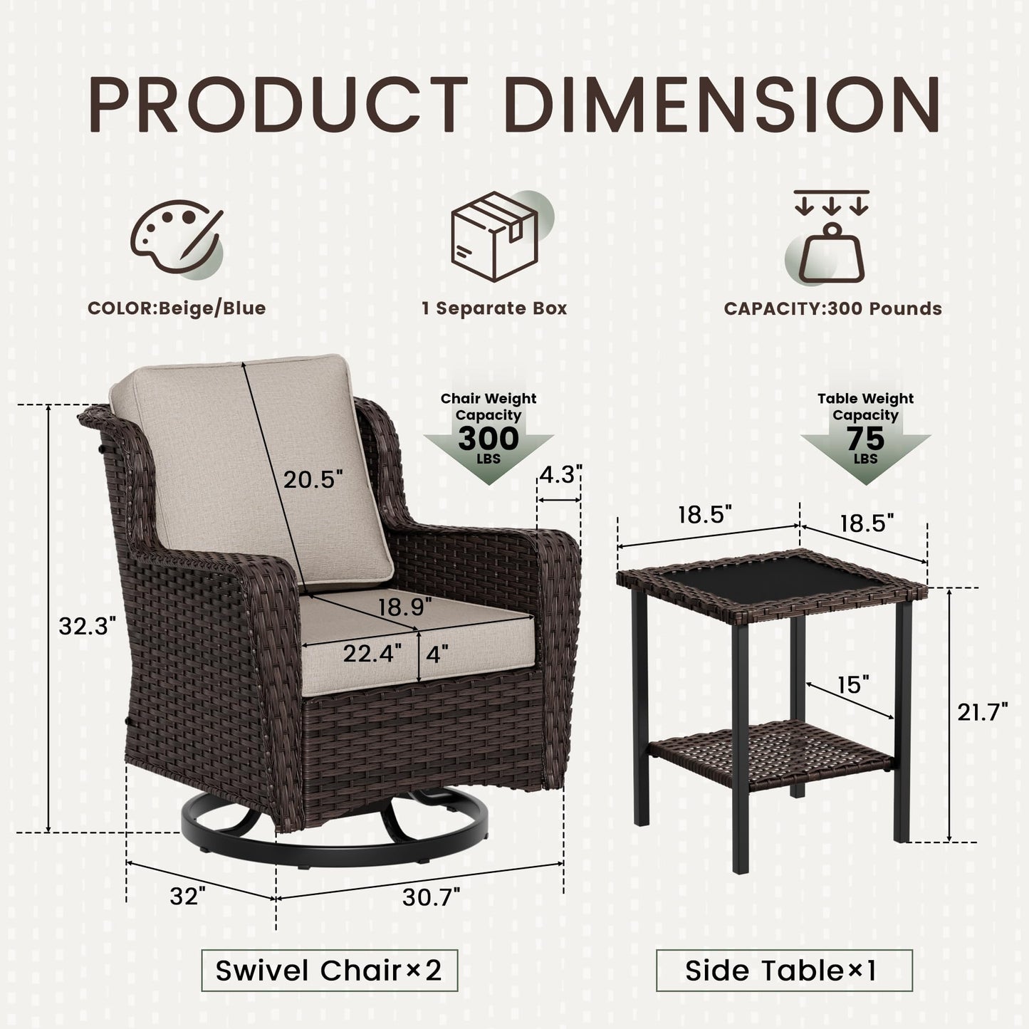 Wicker Patio Loveseat, All-Weather Rattan 2-Seat Sofa with Cushions, Outdoor Patio Furniture Set for Patio, Balcony, Backyard, Deck, Poolside