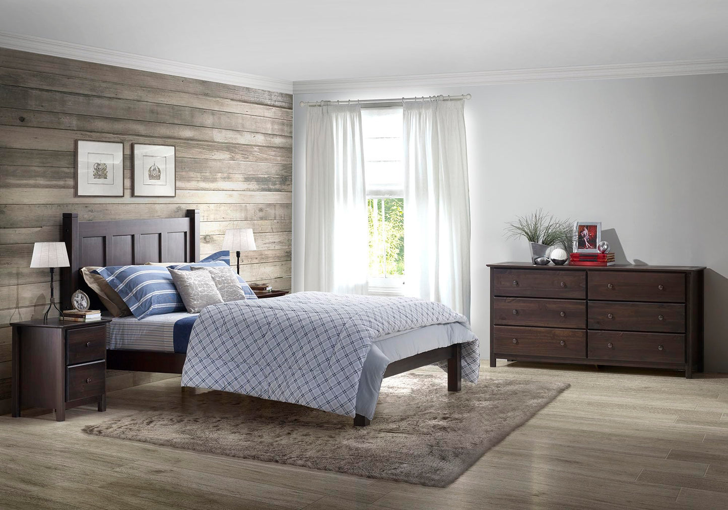 Grain Wood Furniture Shaker 6-Drawer Dresser, Solid Wood with a Walnut Finish