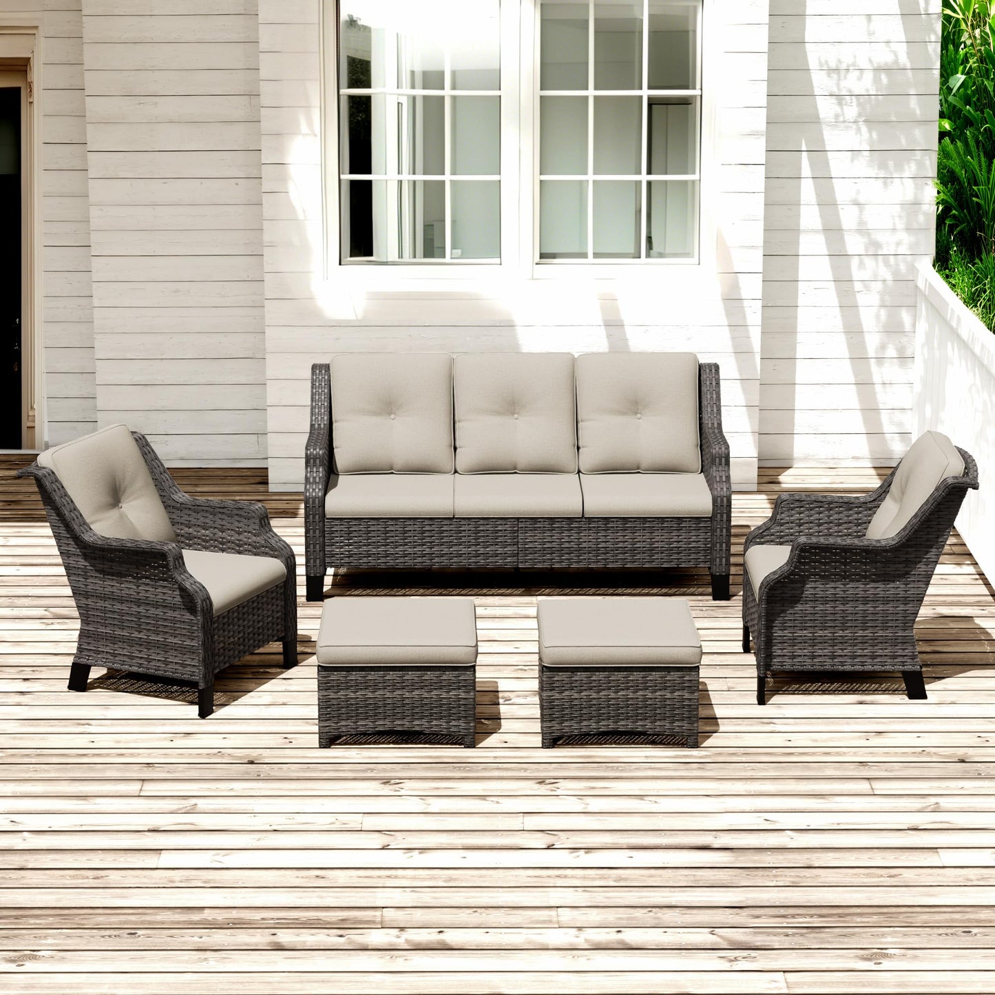 Outdoor Patio Loveseat, All-Weather 2-Seater Wicker Loveseat with Cushions, Outdoor Patio Love Seat Sofa for Garden, Balcony and Deck