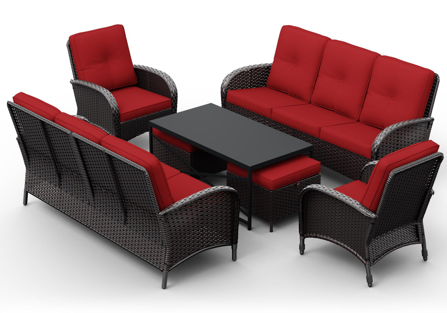 Joyside Wicker Patio Chairs Set of 2, Rattan Outdoor Furniture with Thickened Cushions, High Back, Deep Seating, Wide Armrest, Outdoor Chairs for Porch, Deck