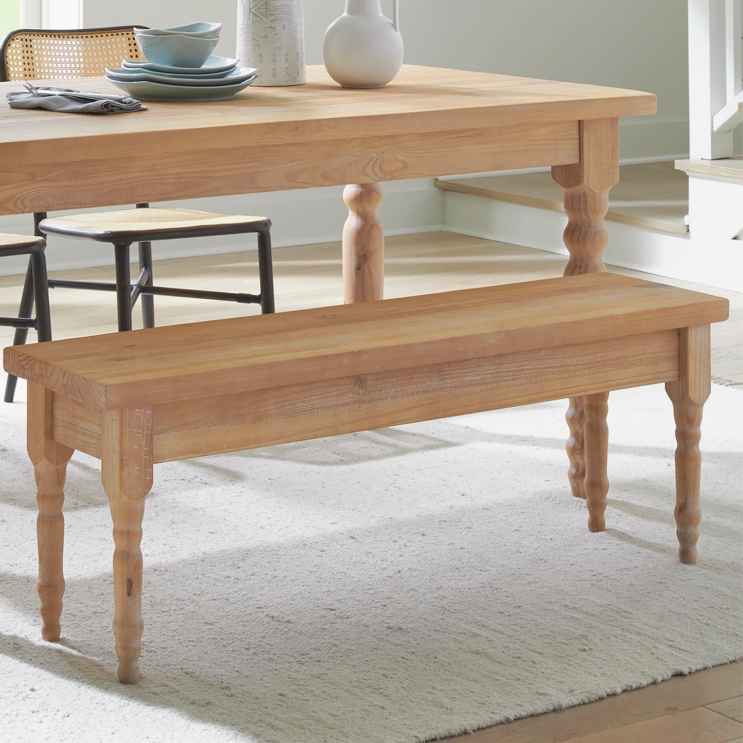 Grain Wood Furniture Valerie Solid Wood Bench with a Rustic Walnut Finish