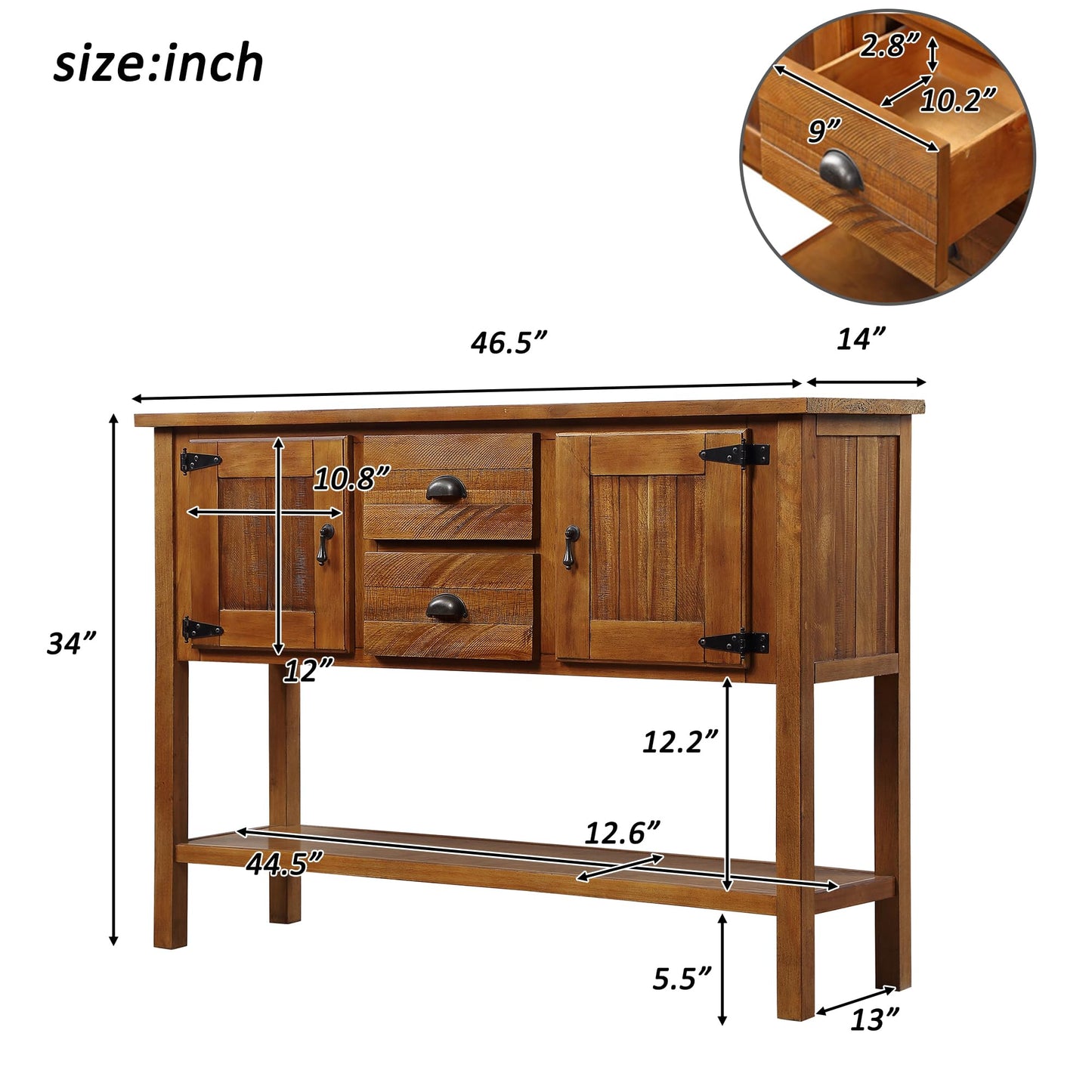 LKTART Solid Wood Farmhouse Console Table,Sofa Table with Storage Drawers and Shelves,Entryway Table for Entry Hallway Foyer Sofa Side Table,EasyAssembled (48" Navy Blue)
