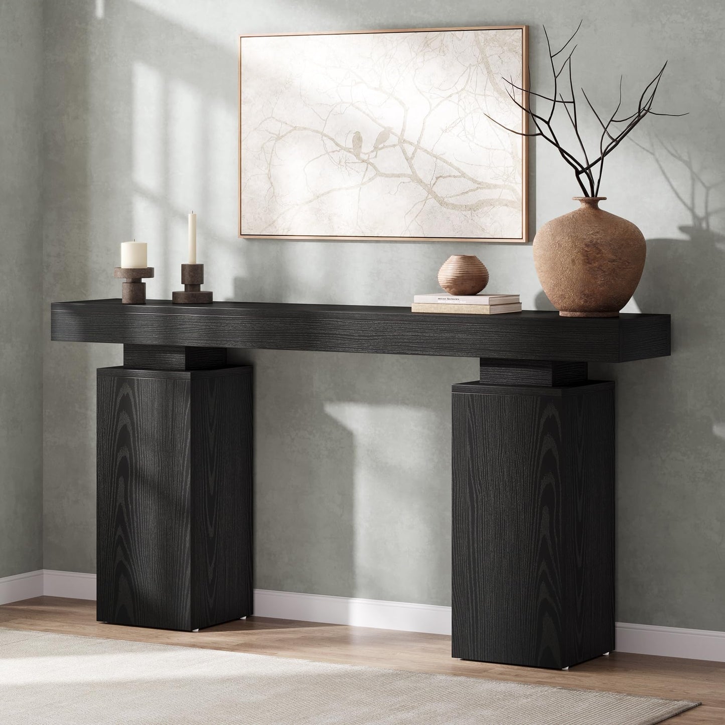 Tribesigns 63-Inch Long Console Table, Farmhouse Entryway Table Behind Couch, Wooden Foyer Stand Entry Station, Modern Hallway Accent Furniture for Living Room Decor, Entrance, Brown
