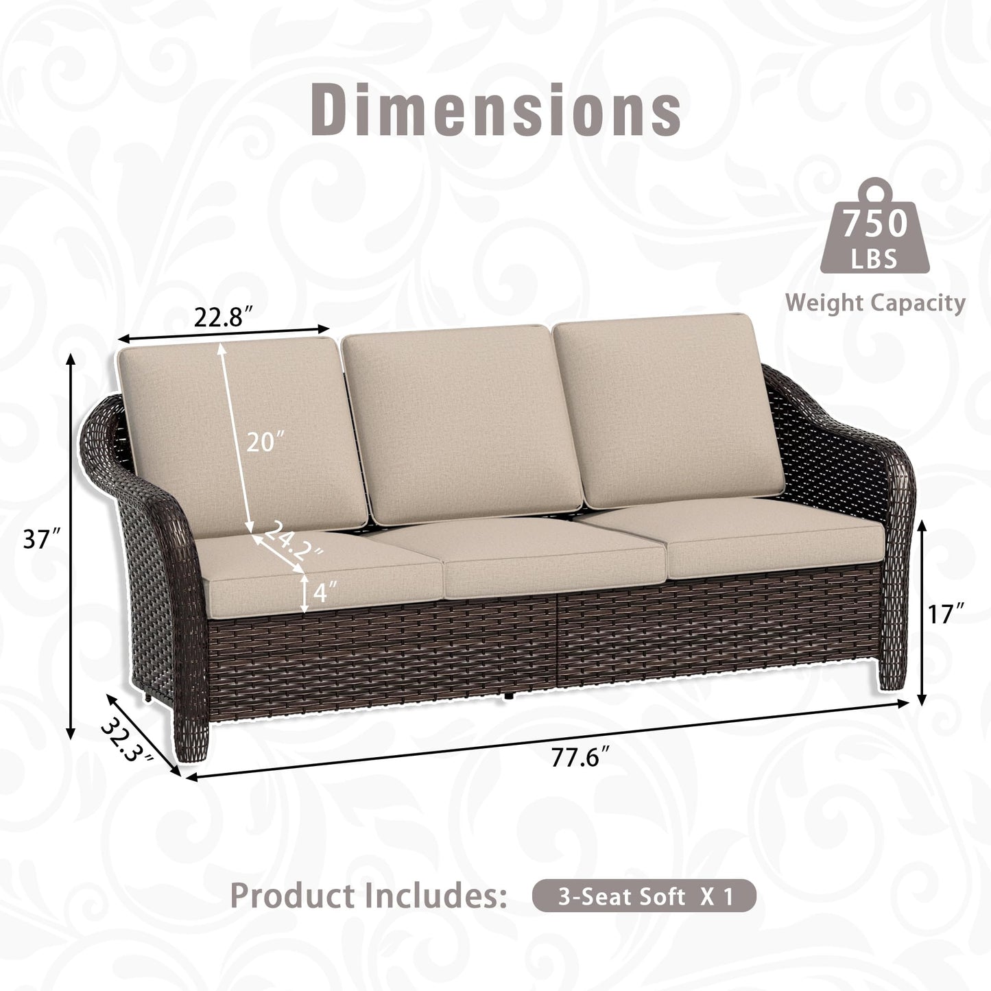 55 inch Outdoor Wicker 2 Seater Sofa, All-Weather Use Patio Rattan Loveseat with Seat and Back Cushion, Ideal for Porch, Backyard, Balcony, Poolside, Blue