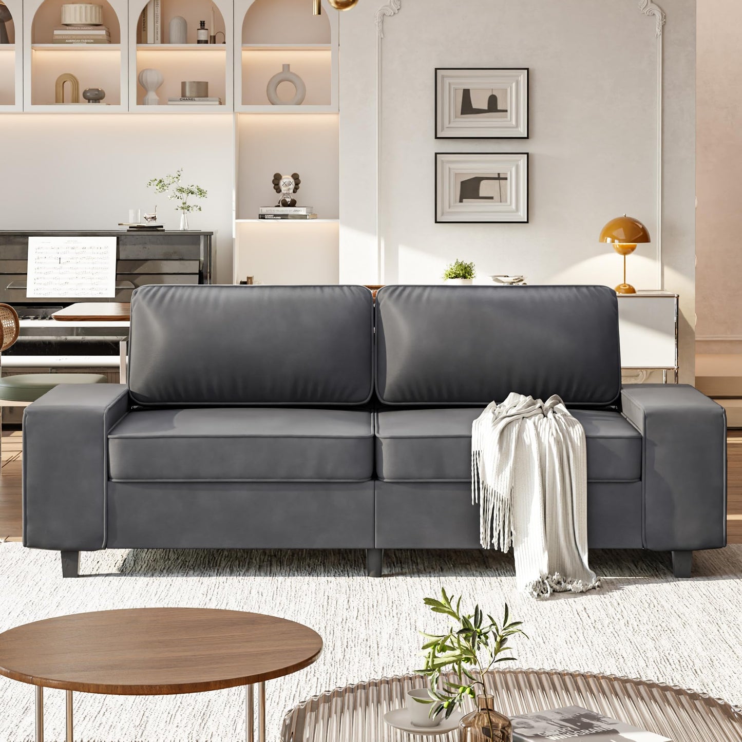 71" Loveseat Sofa for Living Room, Deep Seat Mid Century Modern Chenille Fabric 2 Love Seat Couch Love Seats for Small Space,Living Room,Studio,Apartment