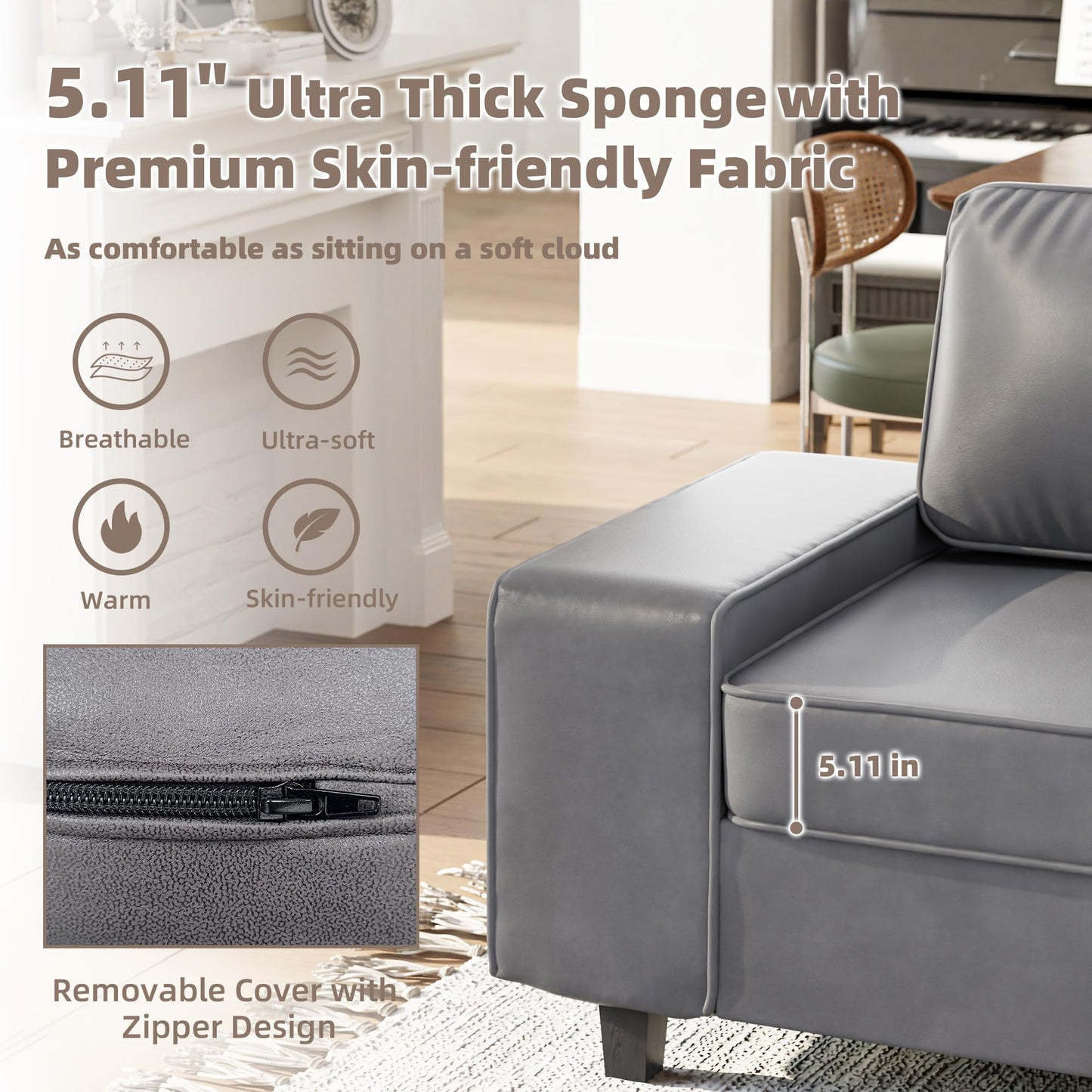 71" Loveseat Sofa for Living Room, Deep Seat Mid Century Modern Chenille Fabric 2 Love Seat Couch Love Seats for Small Space,Living Room,Studio,Apartment