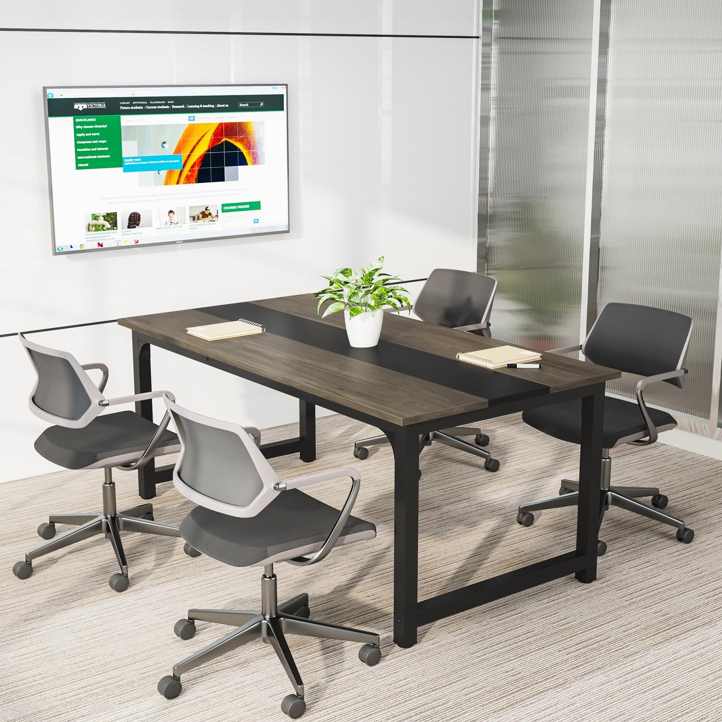 Tribesigns Modern Simple Computer Desk, 47 inch Vintage Office Desk Computer Table, Study Writing Study Desk Workstation for Home Office, Rustic Brown