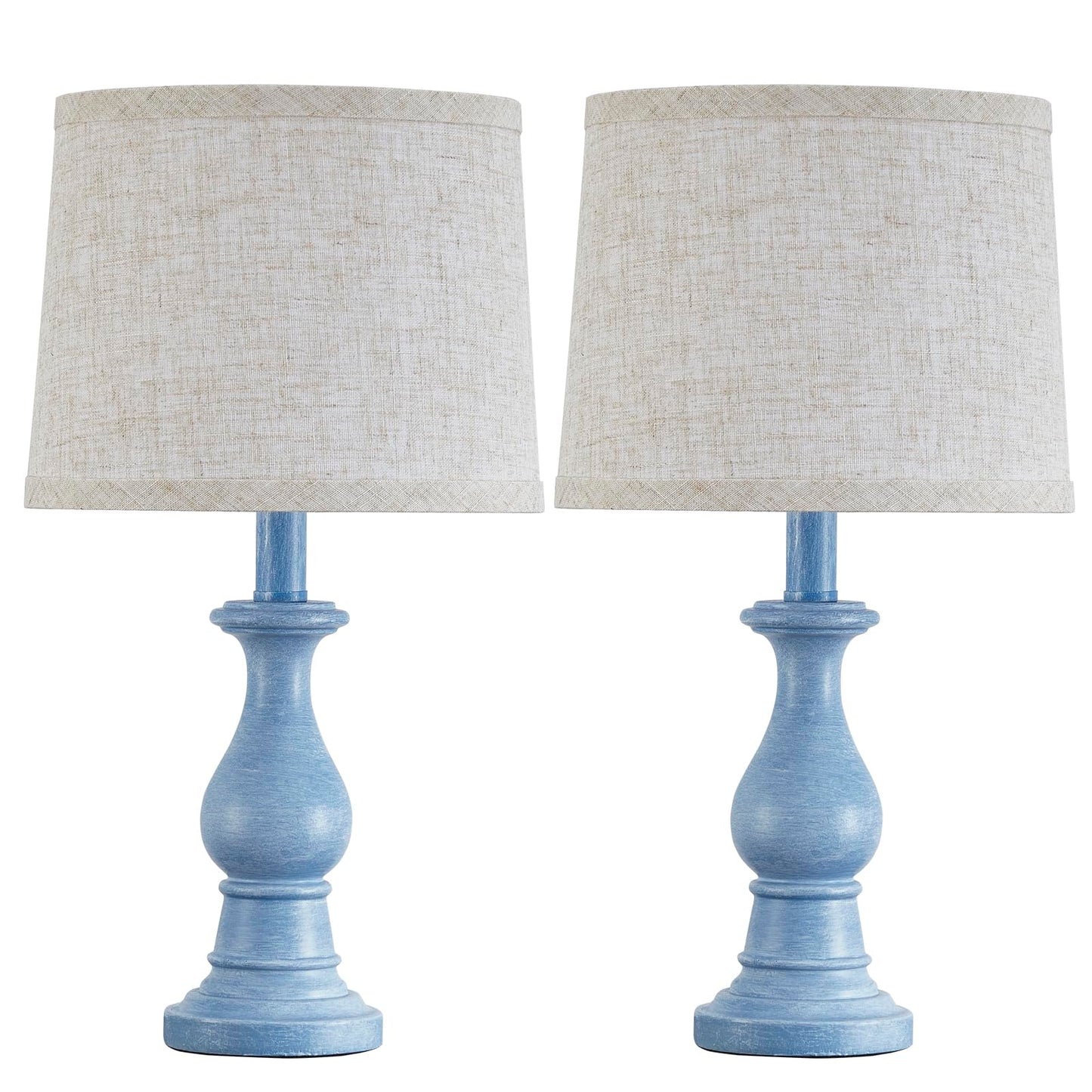 Vintage Table Lamp for Living Room Bedroom, 18.5" Farmhouse Bedside Lamps Nightstand Lamp Set of 2, Table Lamps with Oatmeal Linen Lamp Shades, 2 LED Bulbs Included