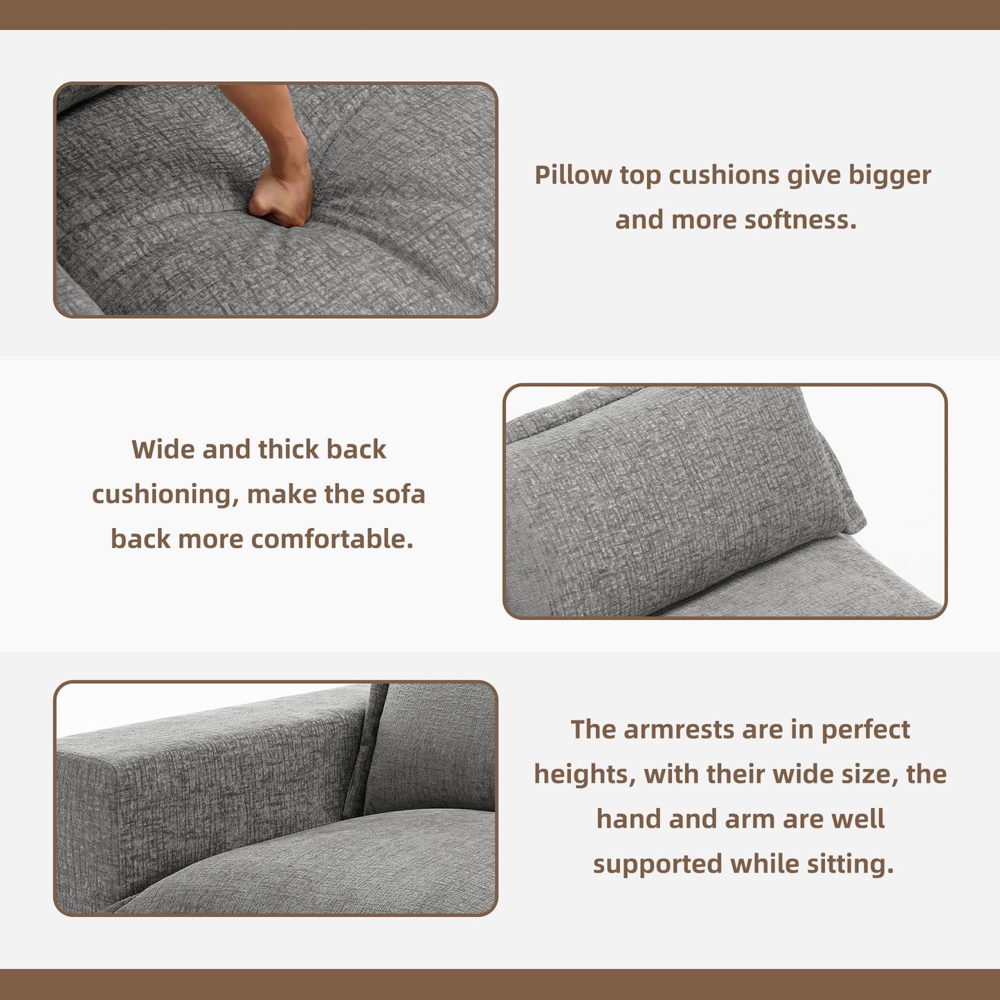 116" Modular Sectional Sofa, Comfy L Shaped Modular Coush Sofa with Ottoman, 3-Seat Chenille Cloud Couches Deep Seat Sofa for Living Room, Apartment, Small Spaces, Beige