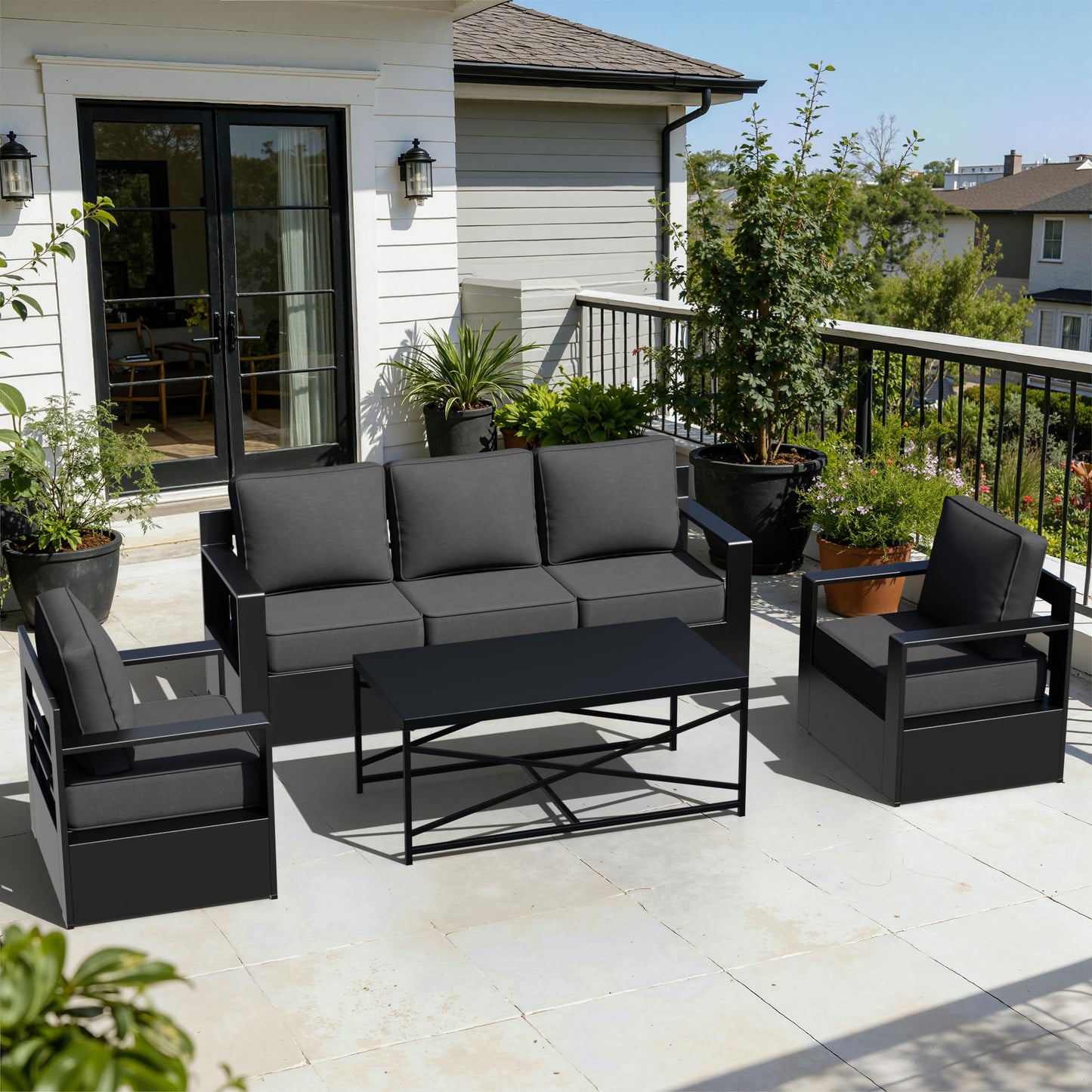 Aluminum Patio Swivel Chair - Outdoor Swivel Rocking Chair with 6" Thick Removable Cushions, All-Weather Metal Frame, Deep Setting for Garden, Poolside and Porch