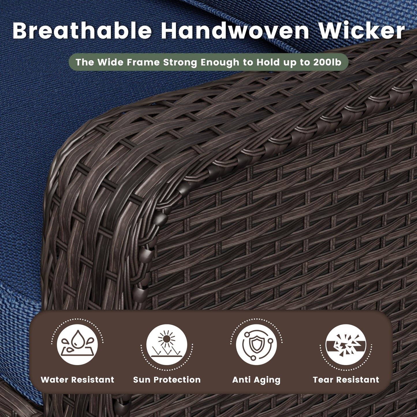Wicker Patio Loveseat, All-Weather Rattan 2-Seat Sofa with Cushions, Outdoor Patio Furniture Set for Patio, Balcony, Backyard, Deck, Poolside