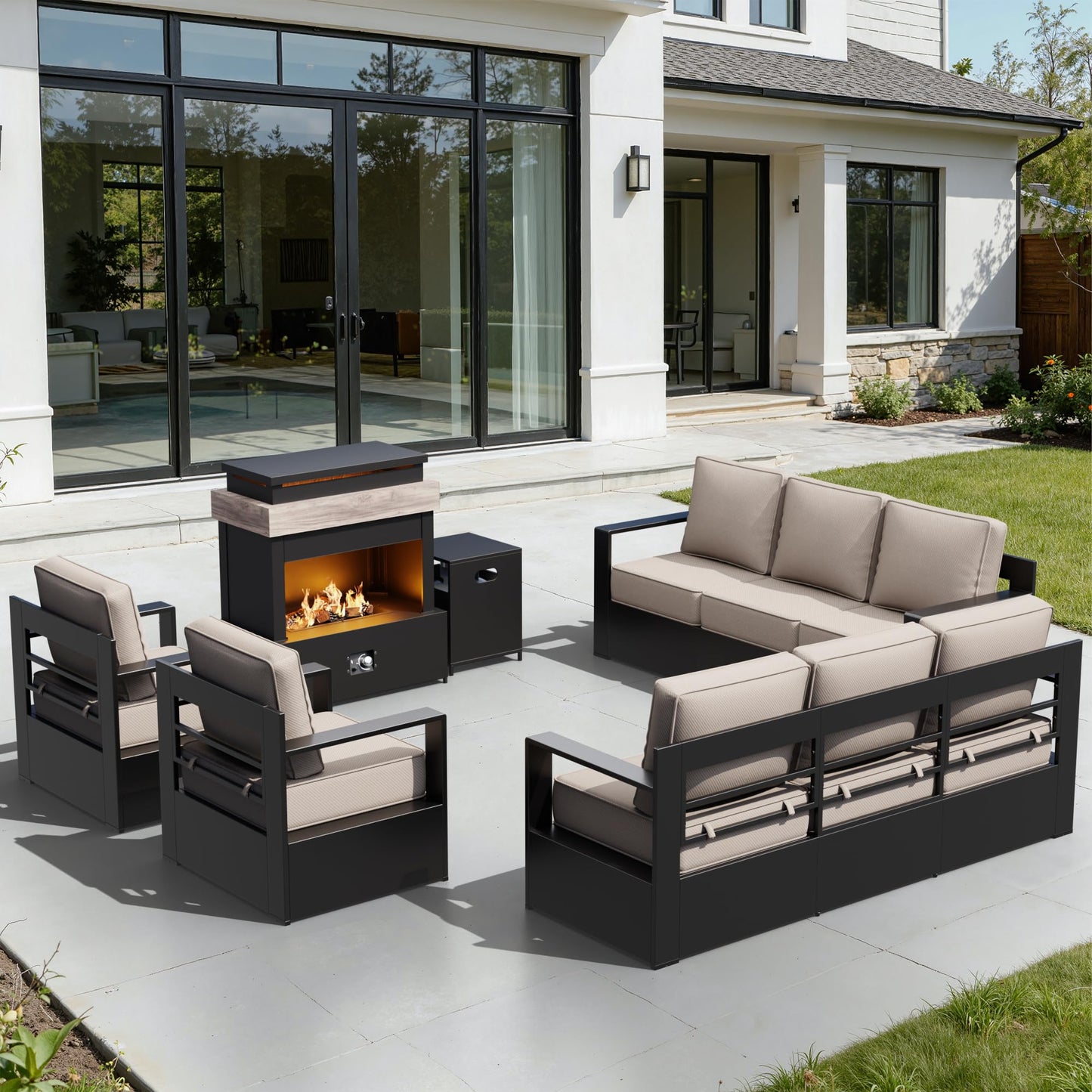 Aluminum Patio Swivel Chair - Outdoor Swivel Rocking Chair with 6" Thick Removable Cushions, All-Weather Metal Frame, Deep Setting for Garden, Poolside and Porch