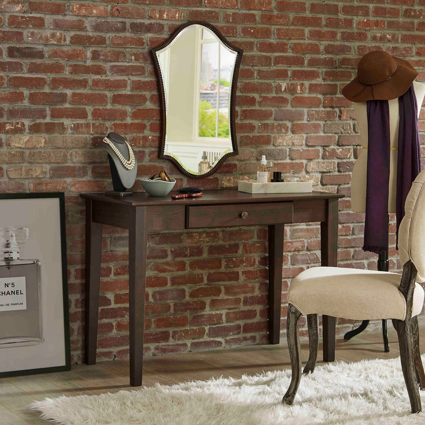 Grain Wood Furniture Shaker 44" Desk/Dressing Table, Expresso