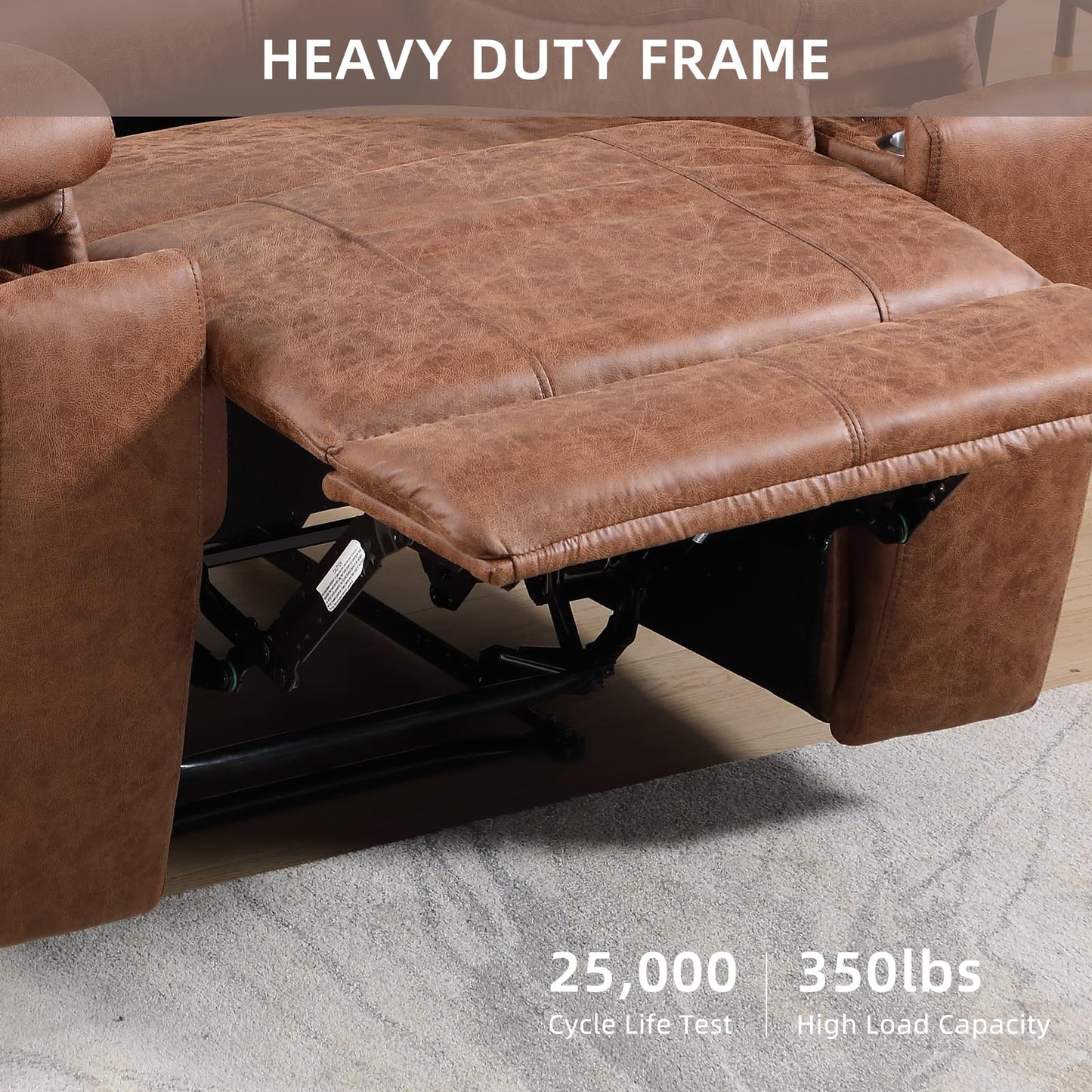 IOMOR Leather Recliner Chair, Manual Recliner Chair for Adults with Overstuffed Arms and Back, Single Sofa Recliner with Cup Holders for Living Room (1, Brown)