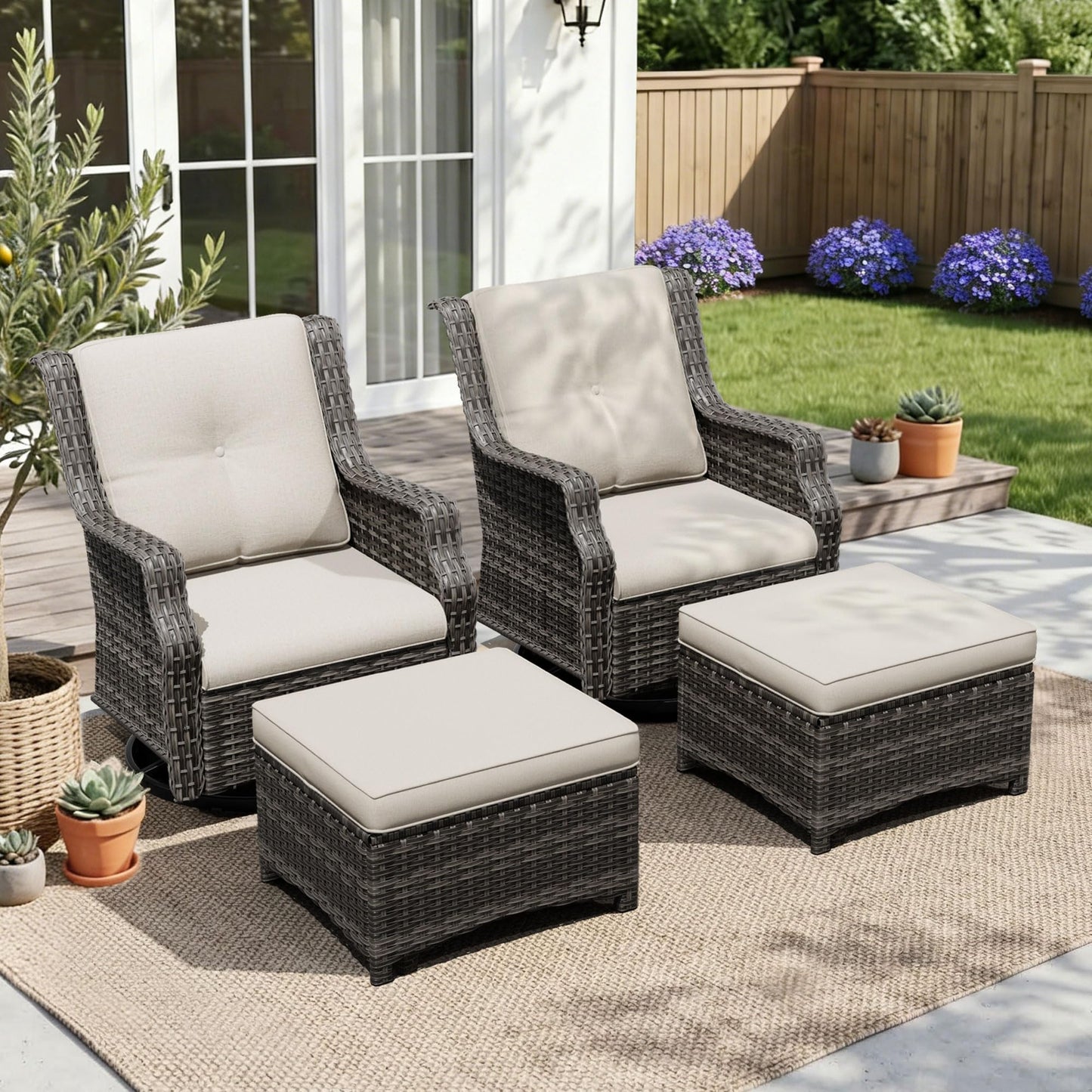 Outdoor Patio Loveseat, All-Weather 2-Seater Wicker Loveseat with Cushions, Outdoor Patio Love Seat Sofa for Garden, Balcony and Deck