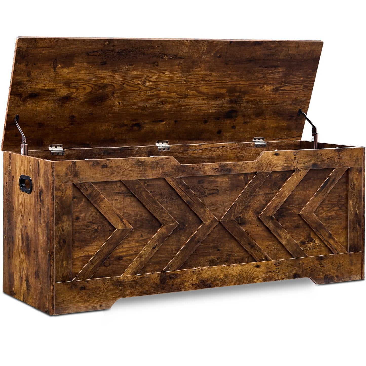 47.2” Storage Bench,Extra Large Wooden Storage Chest with 2 Safety Hinges,entryway Bench,Blanket Storage,Shoe Storage Bench for Entryway,Bedroom,Living Room,Easy Assembly.-Greige