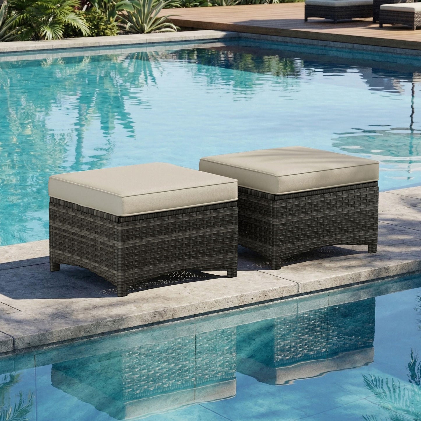 Outdoor Patio Loveseat, All-Weather 2-Seater Wicker Loveseat with Cushions, Outdoor Patio Love Seat Sofa for Garden, Balcony and Deck