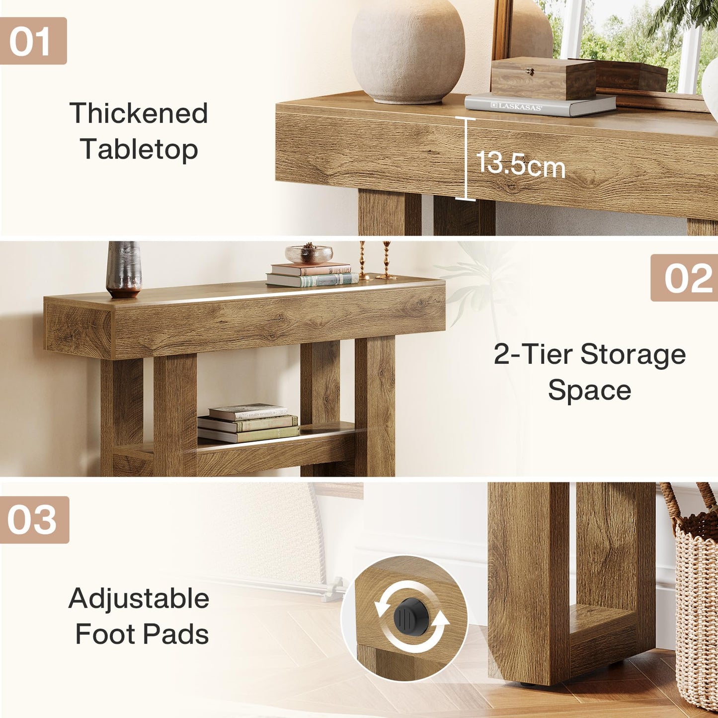 Tribesigns 41.34-Inch Farmhouse Console Table, 2-Tier Narrow Sofa Table Behind The Couch, Entryway Furniture with Storage Shelves for Hallway Foyer Living Room, Rustic Brown