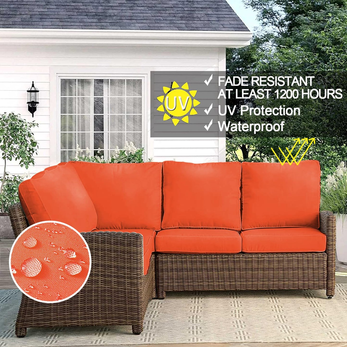 VAKADO Outdoor Patio Furniture Chair Cushion Replacement Covers Set of 4 Waterproof Decorative Cushion Cases Decor for Bench Garden Porch Couch Tent(Turquoise, 24"X24"X4")