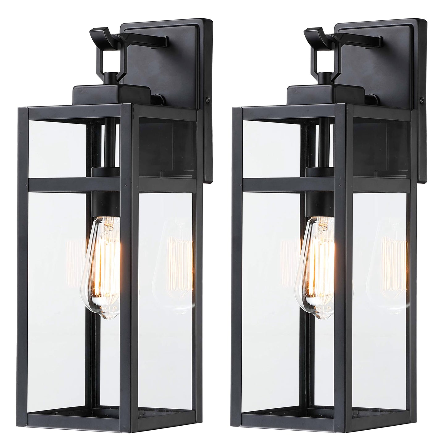 18 Inch Outdoor Wall Light Fixtures, Waterproof Exterior Light Fixtures, Modern Wall Lanterns with Clear Glass Shades, Porch Sconces Lighting for Patio Front Door Entryway Garage, E26 Sockets, 2-Pack