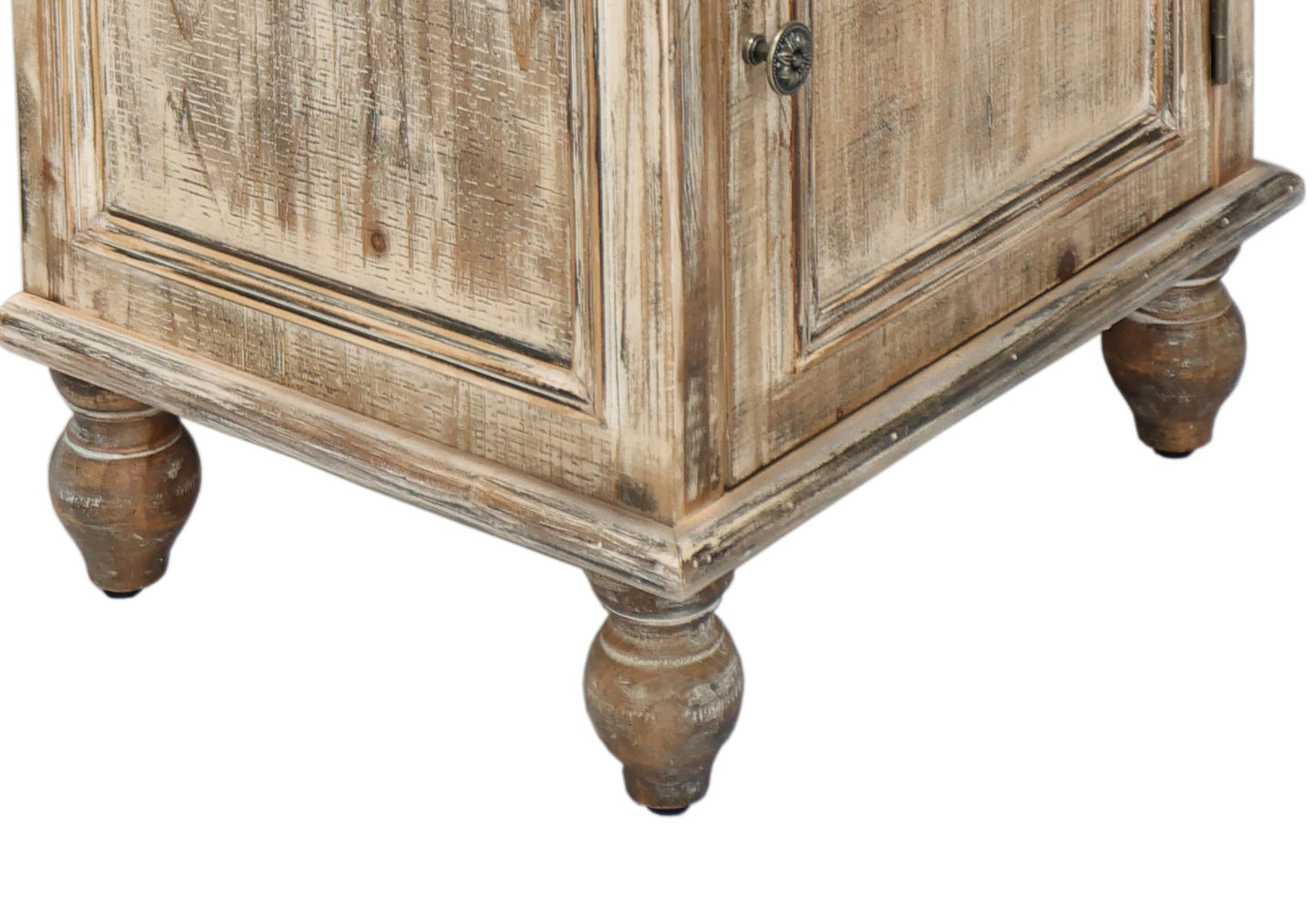 LKTART KTART 55'' Tall Kitchen Pantry Cupboard Storage Cabinet with Shelves & Drawer,French Country Accent Cabinet with Embossed Floral Metal Doors and Solid Wood Frame,Natural Wood
