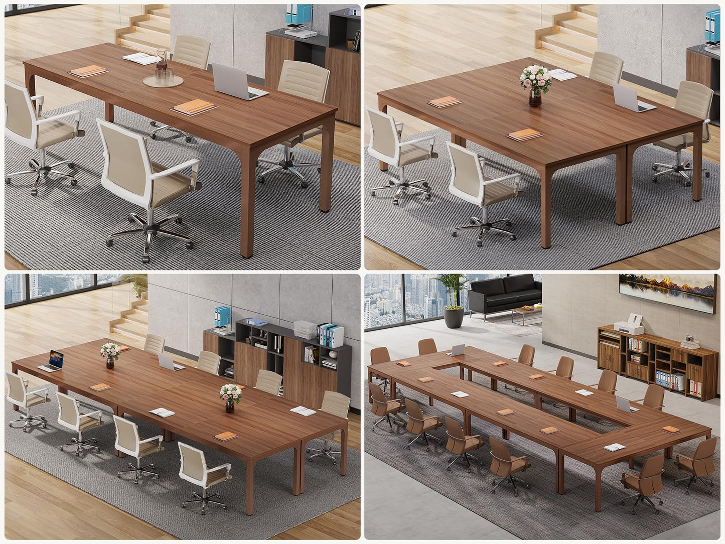 Tribesigns 6.5 FT Conference Room Table, 78.74" W x 27.56" D Large Office Conference Table, Modern Seminar Meeting Table Desk for Boardroom, Meeting Room (1, Rustic Brown)