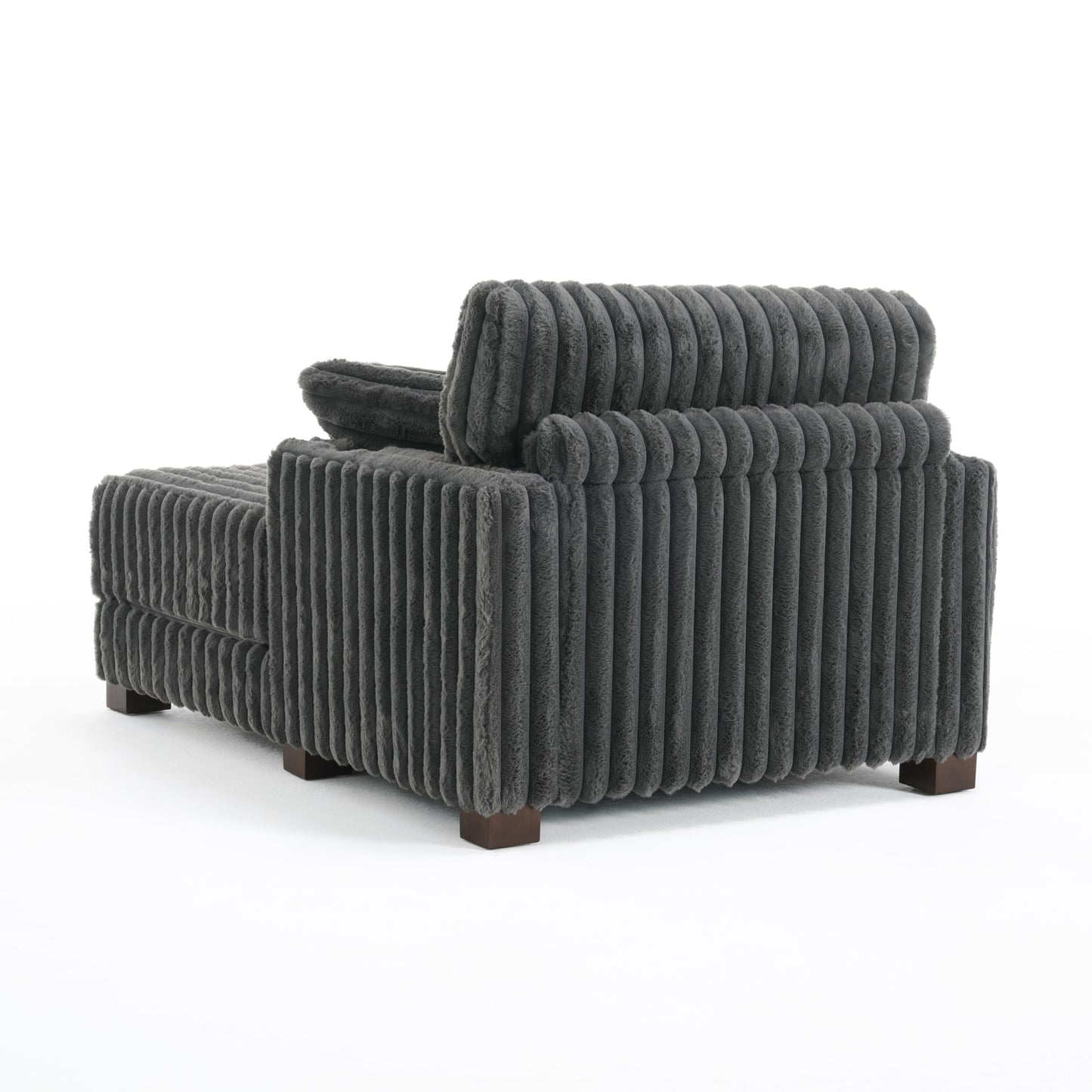 59" Chaise Lounge Chair Indoor, Upholstered Oversized Sleeper Sofa Bed Reading Chairs with 3 Soft Pillows & 2 Cup Holders, Comfy Cloud Deep Seat Sofa for Living Room Bedroom, Set of 2, Navy