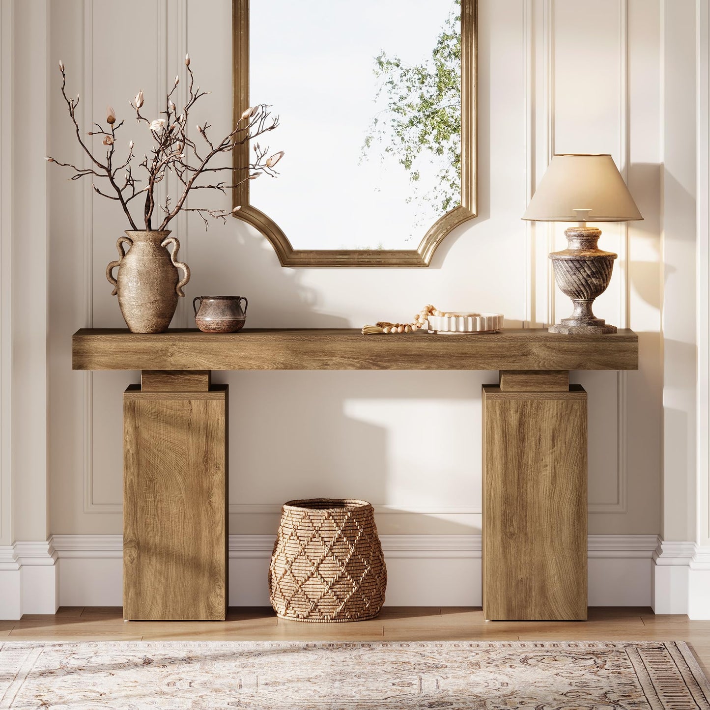 Tribesigns 63-Inch Long Console Table, Farmhouse Entryway Table Behind Couch, Wooden Foyer Stand Entry Station, Modern Hallway Accent Furniture for Living Room Decor, Entrance, Brown