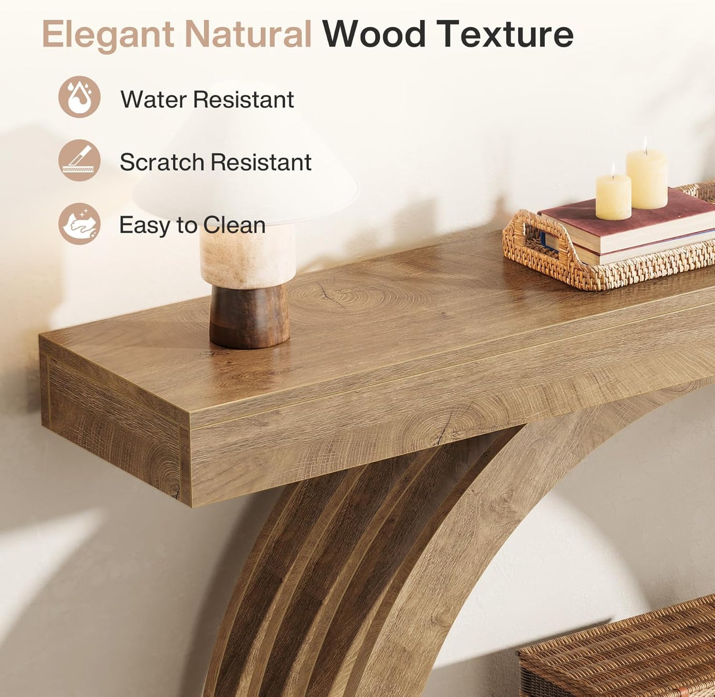 Tribesigns 63-Inch Entryway Table, 2-Tier Sofa Table Behind the Couch, Farmhouse Narrow Unique Arched Console for Hallway, Living Room, Foyer