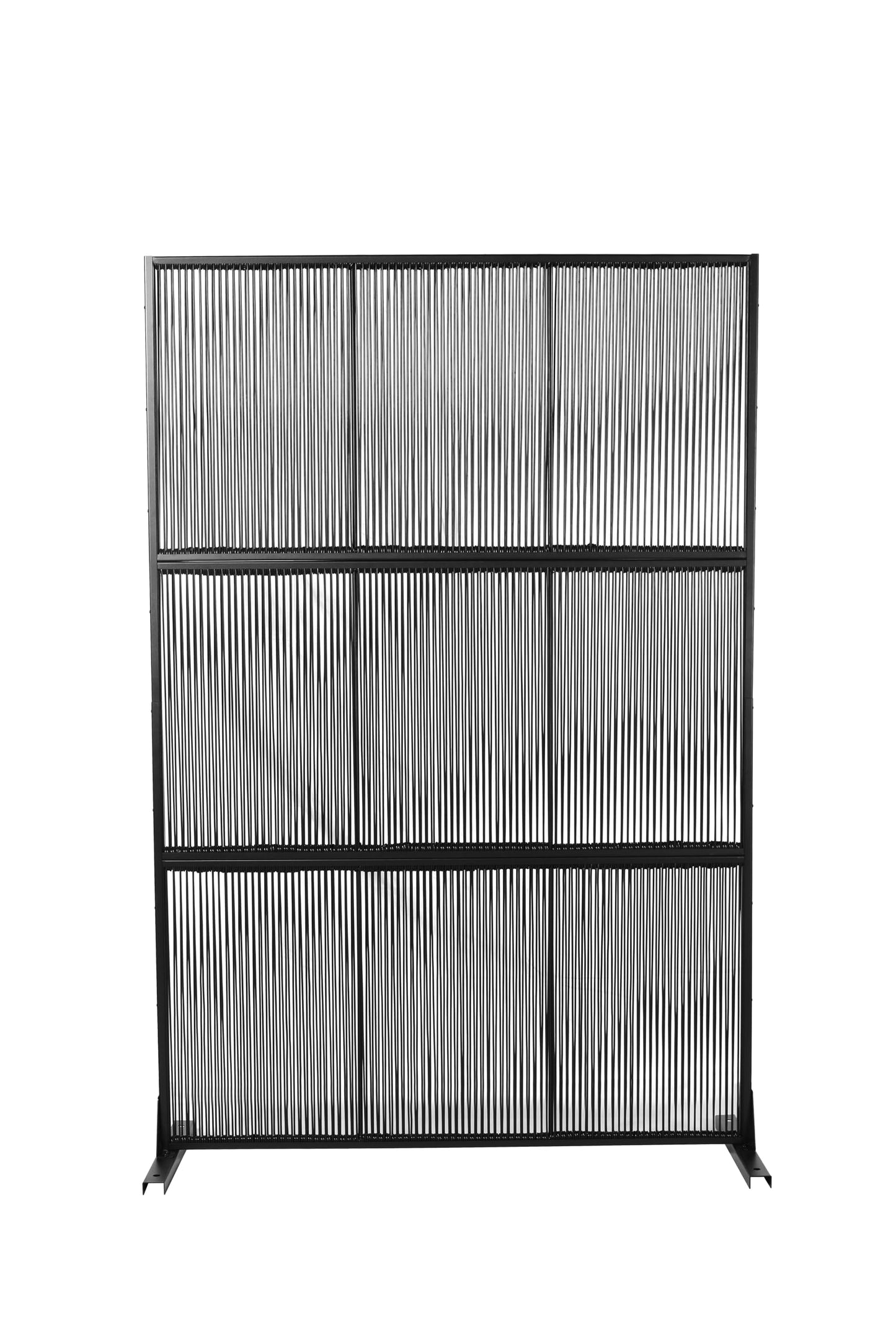 Metal Privacy Screen with Stand, 74" H×47" W Outdoor Privacy Screen for Deck Patio Lawn Garden (Black-Summer)