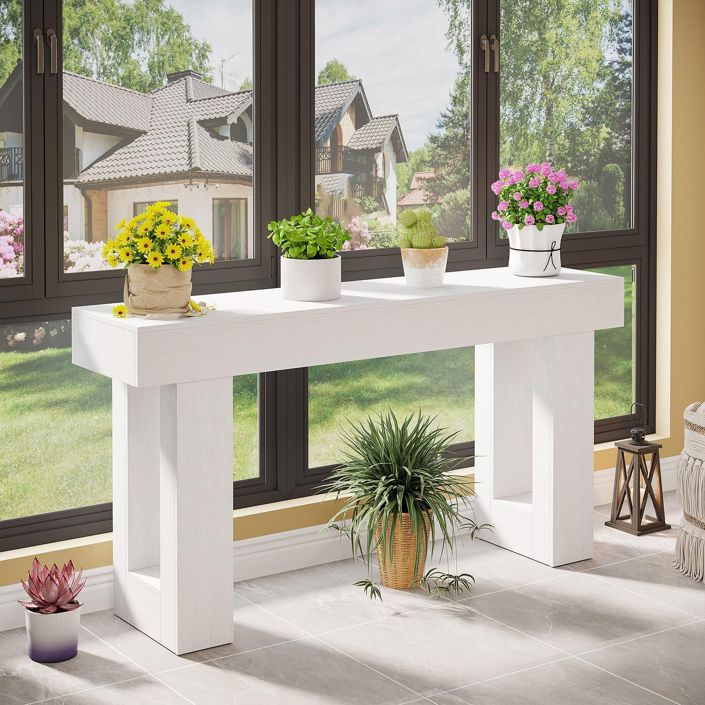 Tribesigns 63-Inch Long Console Table, Wooden Rectangular Sofa Table Behind The Couch, Farmhouse Entryway Table for Entrance, Hallway, Living Room (Natural)