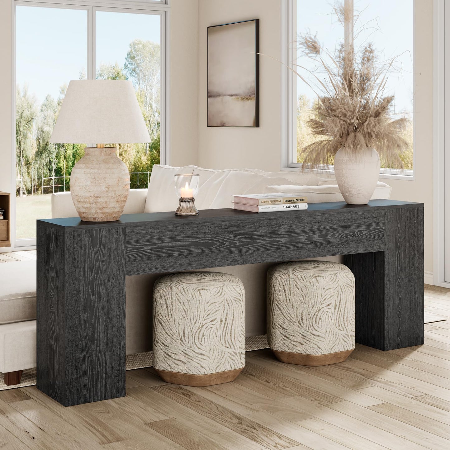 Epecoya Extra Long Console Tables for Entryway 86-Inch, Farmhouse Couch Table Behind Sofa Wooden, Modern Entryway Table for Entrance, Hallway, Living Room, Apartment, Natural Oak Brown