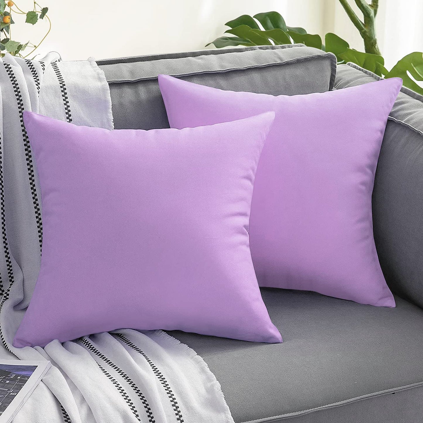 VAKADO Outdoor Waterproof Throw Pillow Covers 18X18 Set of 2 Decorative Green Patio Furniture Summer Cushion Cases Outside Decor for Couch Garden Bench Porch