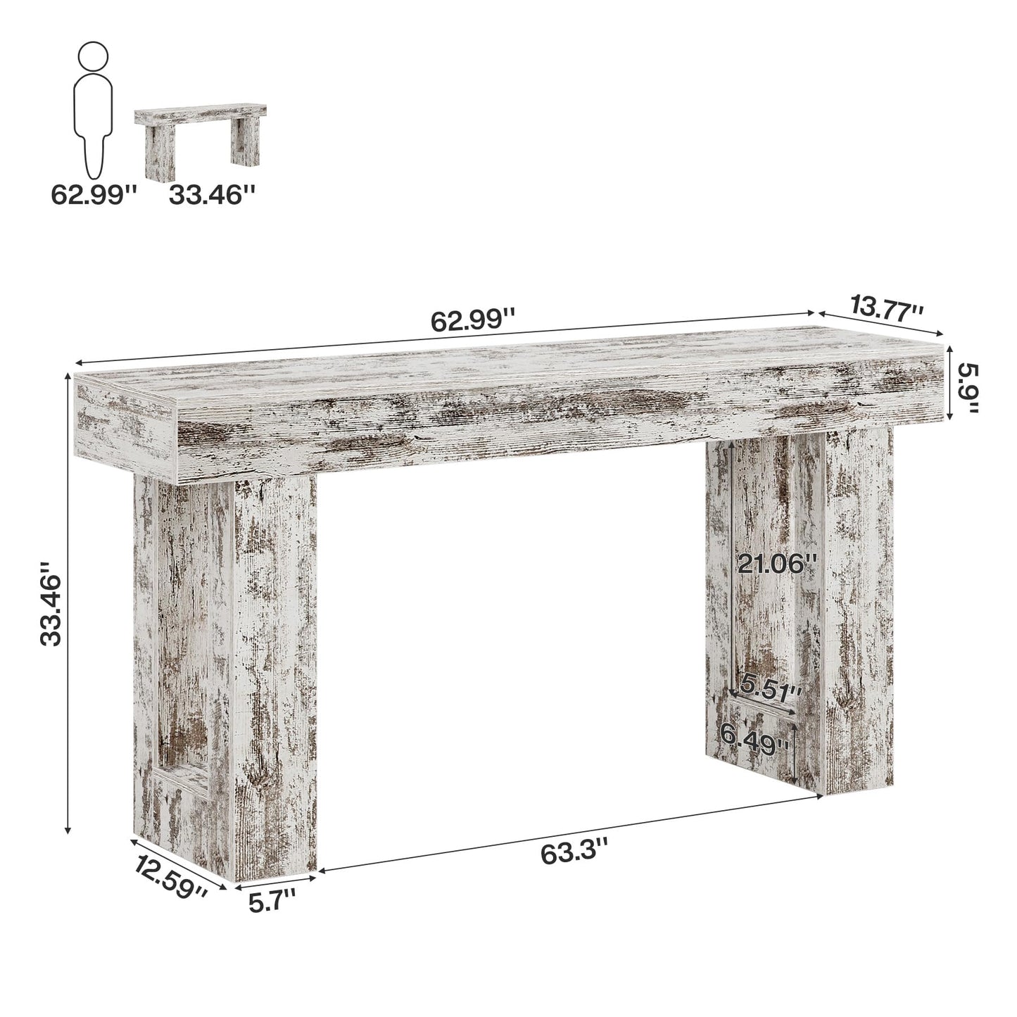 Tribesigns 63-Inch Long Console Table, Wooden Rectangular Sofa Table Behind The Couch, Farmhouse Entryway Table for Entrance, Hallway, Living Room (Natural)