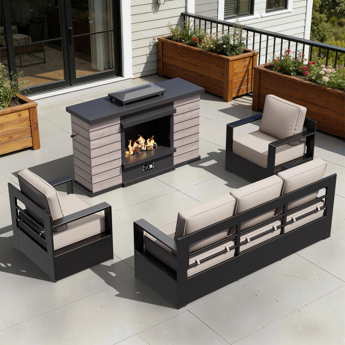 Aluminum Patio Swivel Chair - Outdoor Swivel Rocking Chair with 6" Thick Removable Cushions, All-Weather Metal Frame, Deep Setting for Garden, Poolside and Porch