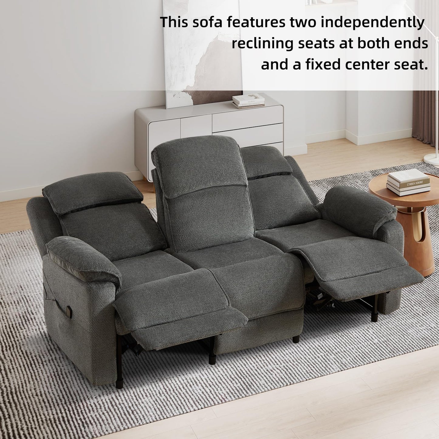 IOMOR Power Recliner Chair, Electric Recliner for Adults, Reclining Sofa Chair, Adjustable Home Theater Seating with Side Pocket for Small Space, Living Room (1, Dark Gray, Single Recliner)