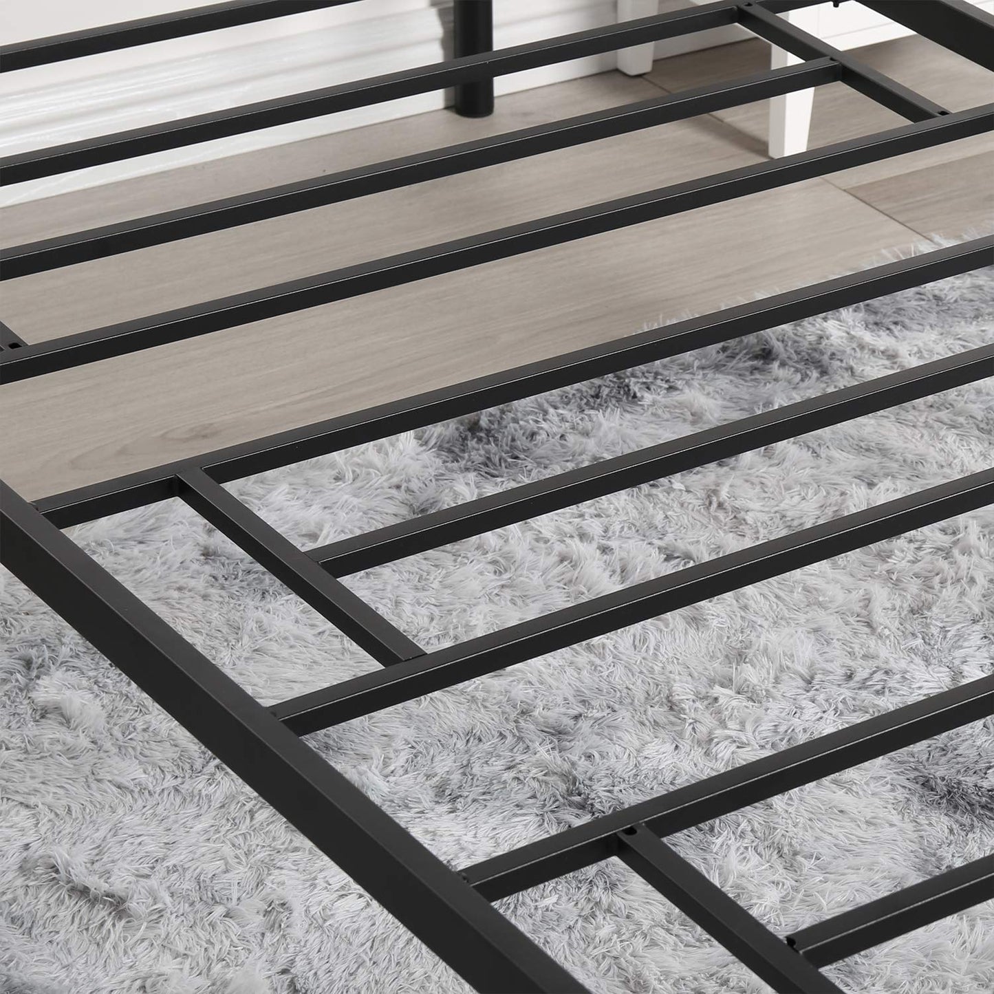 VECELO King Size Victorian Style Metal Bed Frame with Headboard/Mattress Foundation/No Box Spring Needed/Under Bed Storage and Strong Slat Support Purple Bronze