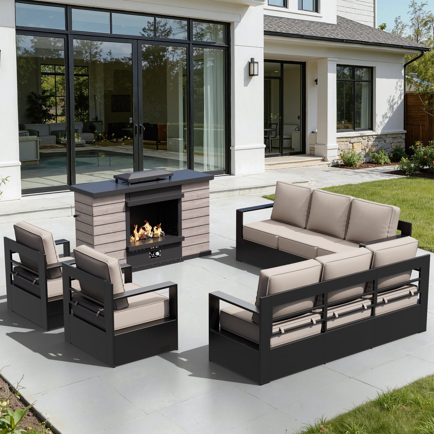 Aluminum Patio Swivel Chair - Outdoor Swivel Rocking Chair with 6" Thick Removable Cushions, All-Weather Metal Frame, Deep Setting for Garden, Poolside and Porch
