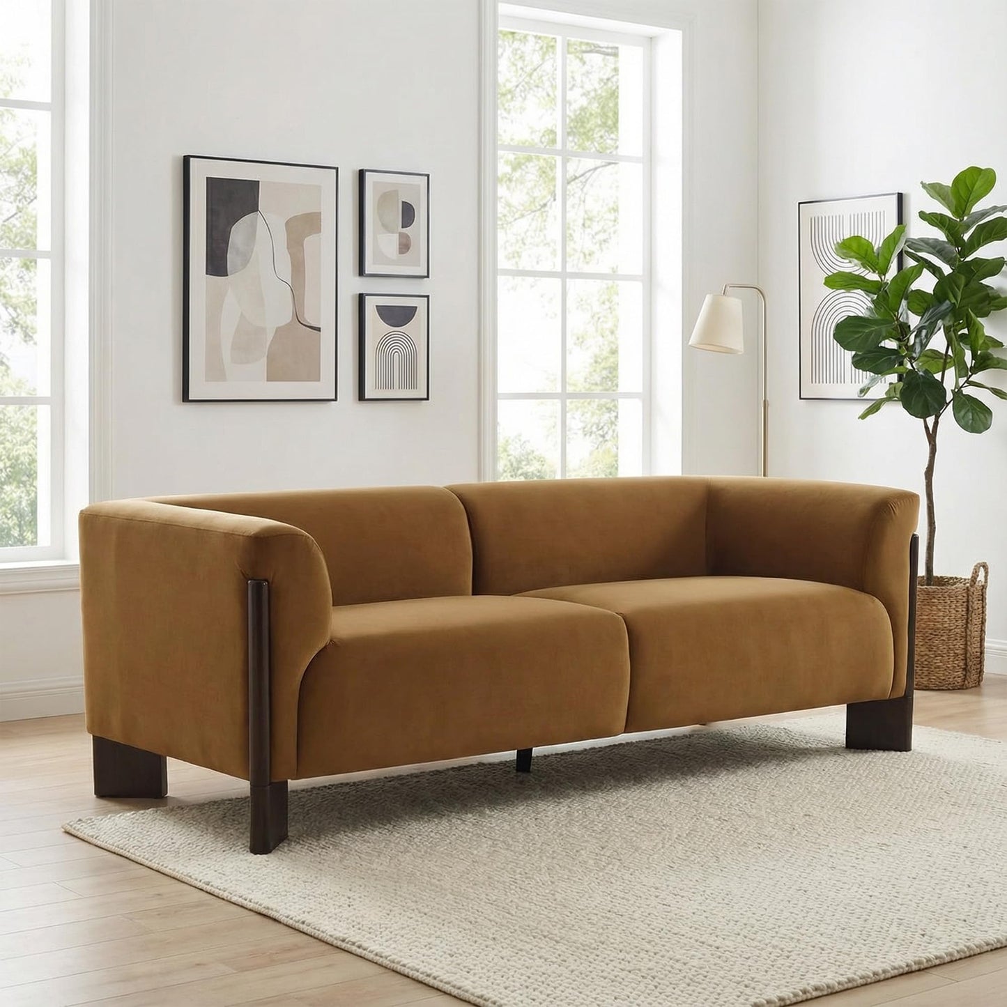81" Loveseat Sofa Couch, 2 Seater Sofa Couches with Wood Legs and Armrest, Comfy Thick Cushion Upholstered Lounge Loveseat Sofa Chair for Living Room Office, Chenille Fabric, Gray