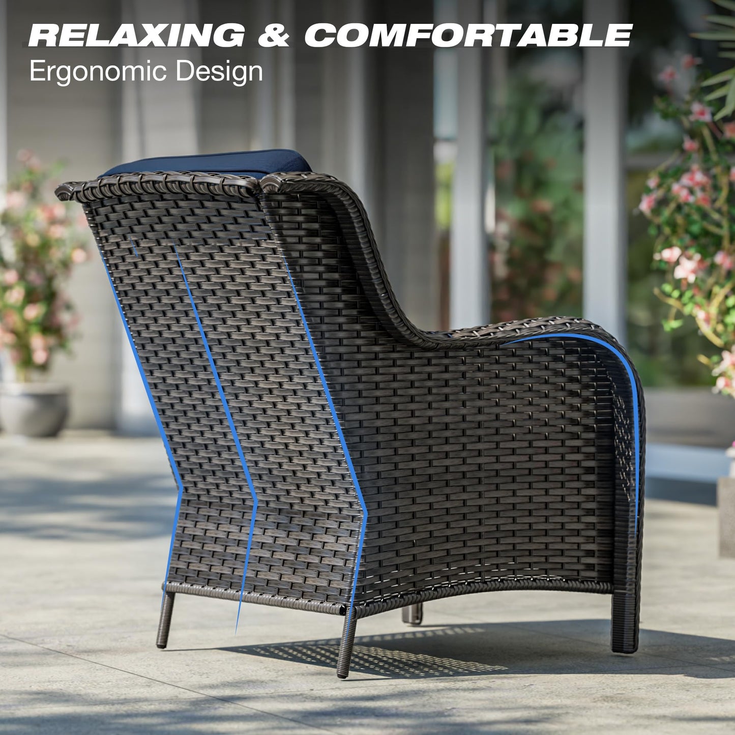 Joyside Patio Furniture Set with Fire Pit Table, 3 Piece Outdoor Wicker Conversation Sets with High Back, Thickened Cushions, Rattan Sectional for Porch, Lawn Use (Red)