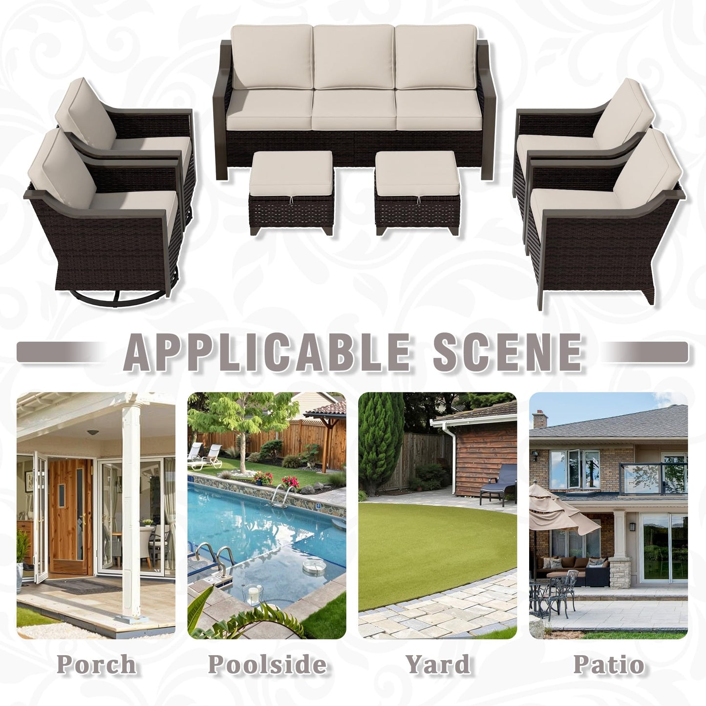 74 Inch Patio 3-Seater Sofa,PE Wicker Outdoor Lounge with Thick Removable Water-Resistant Cushions, Rust-Proof Steel Frame, 900LBS Capacity, Beige